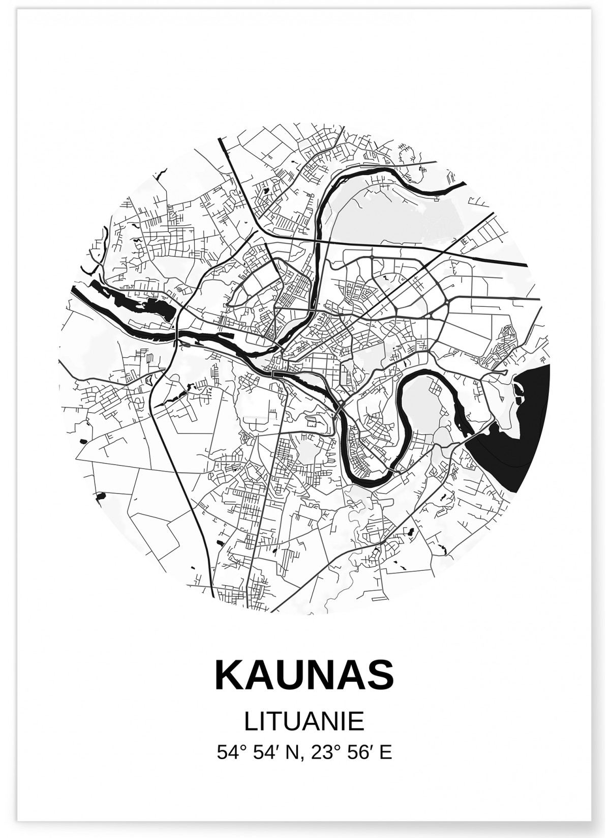 Affiche Carte Kaunas, L'AFFICHERIE