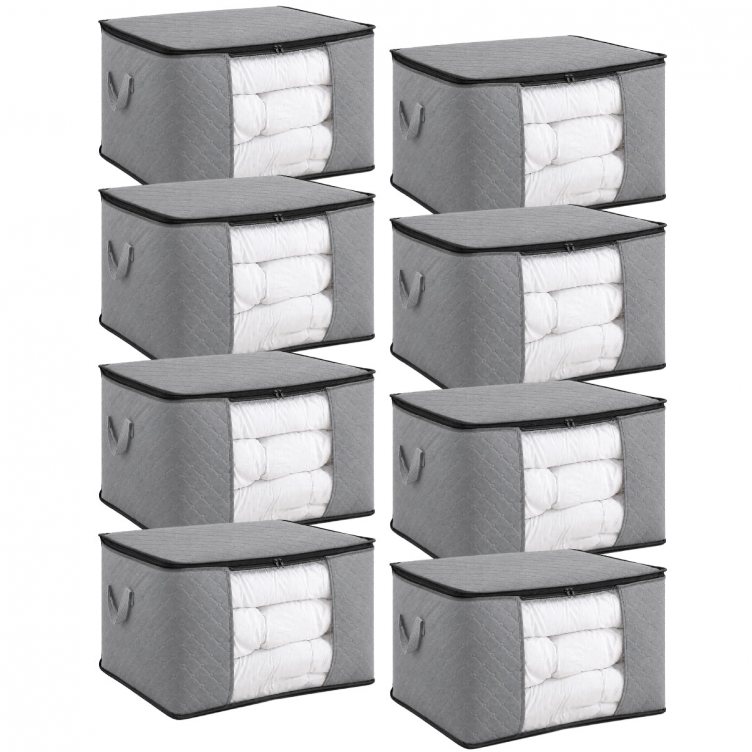 Lot de 8 sacs de rangement pliable pour vêtements, linge de maison avec poignées, LINXOR