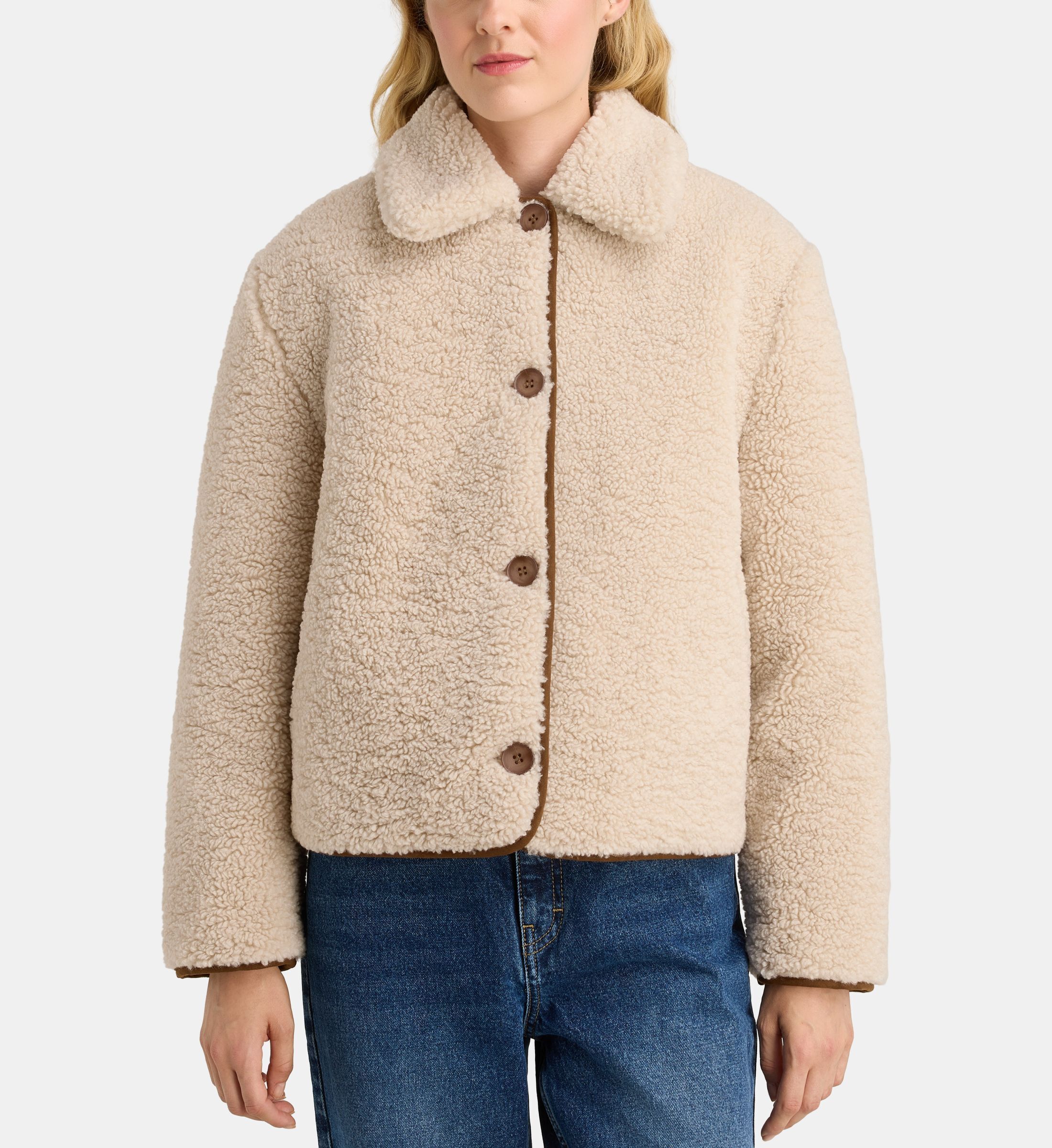 Blouson droit réversible effet sherpa, GALERIES LAFAYETTE
