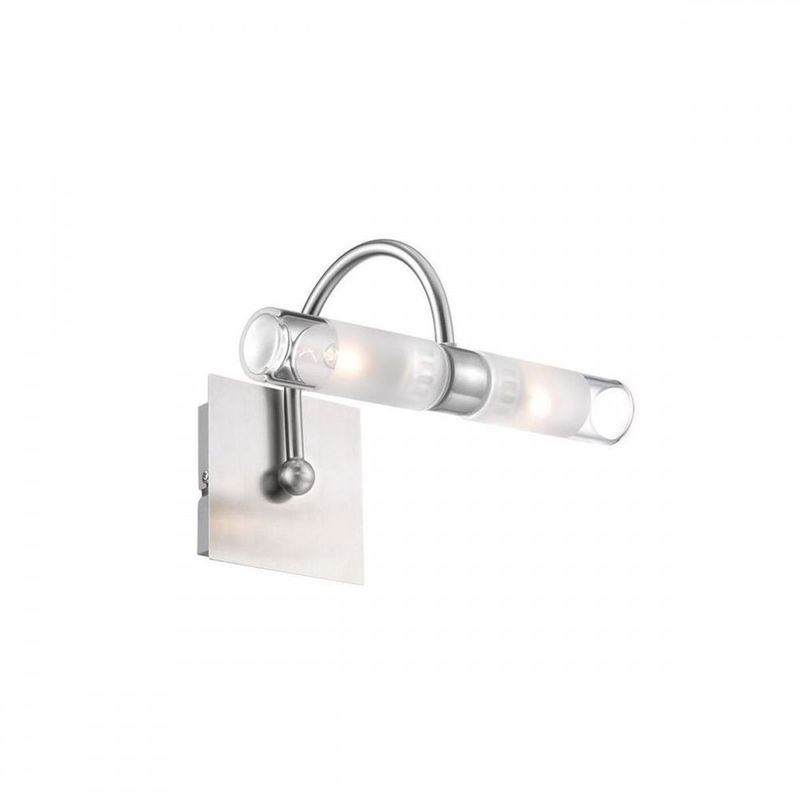 applique salle de bain dritto nickel satine & transparent led g9 2x5 w