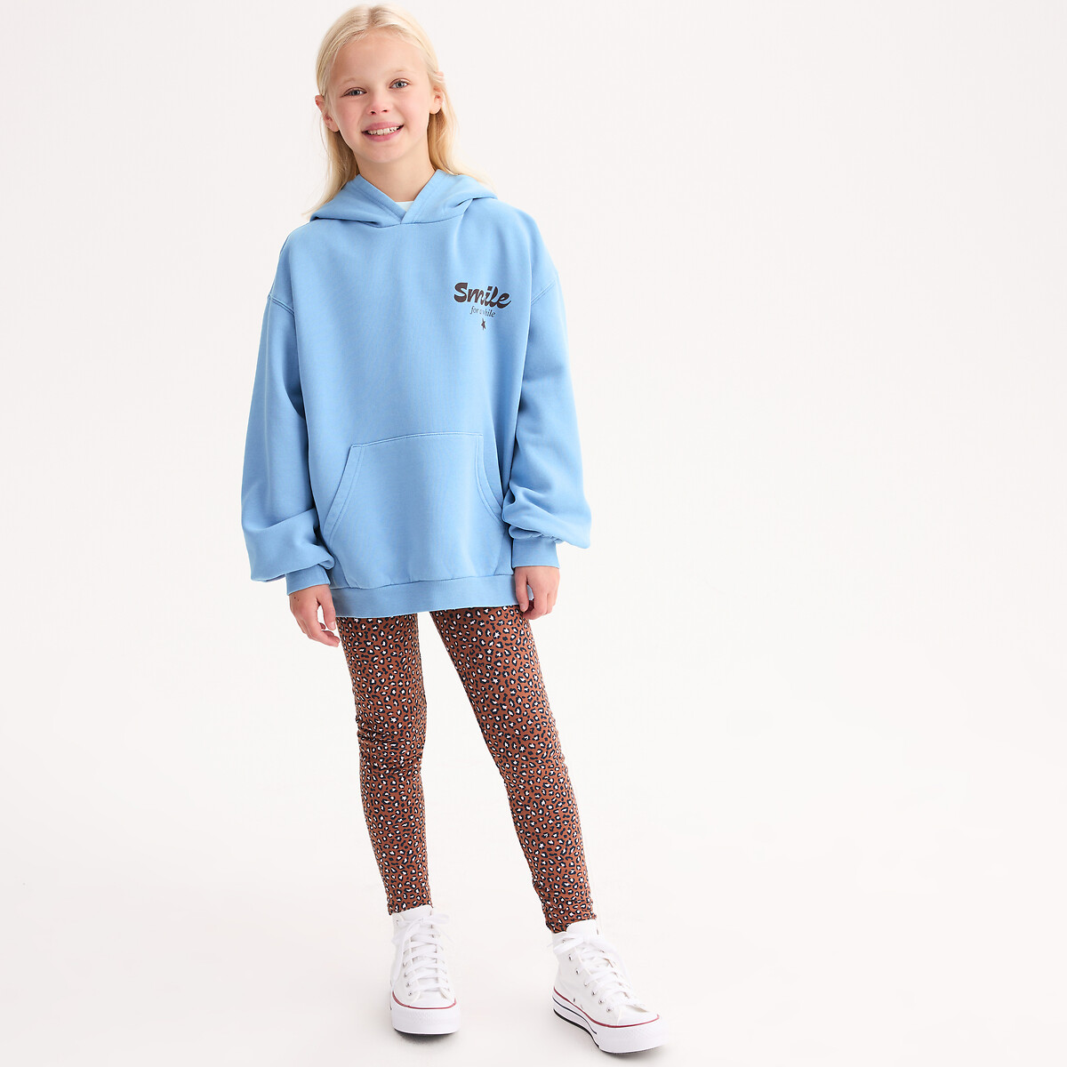 Fleece Hoodie with Slogan On Front and Back, LA REDOUTE COLLECTIONS