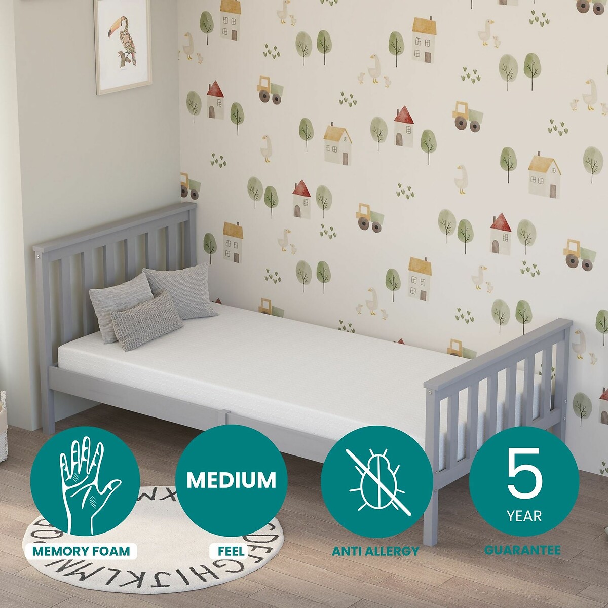 Kids Memory Foam Mattress with Easy Clean Cover, ASPIRE