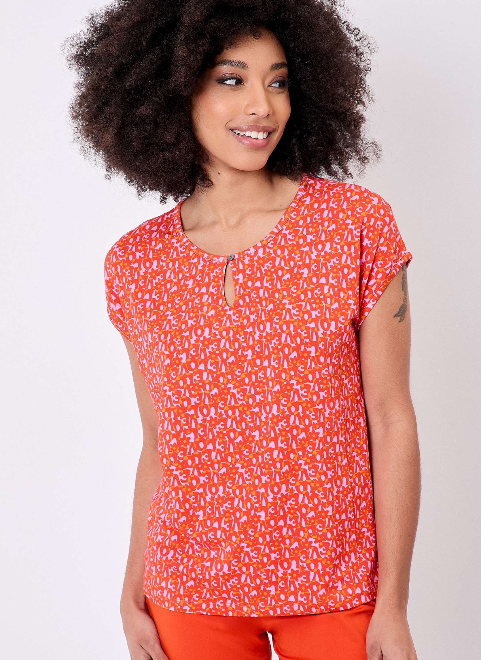 T-shirt imprimé maille fluide col rond MIA, PRINCESSE NOMADE