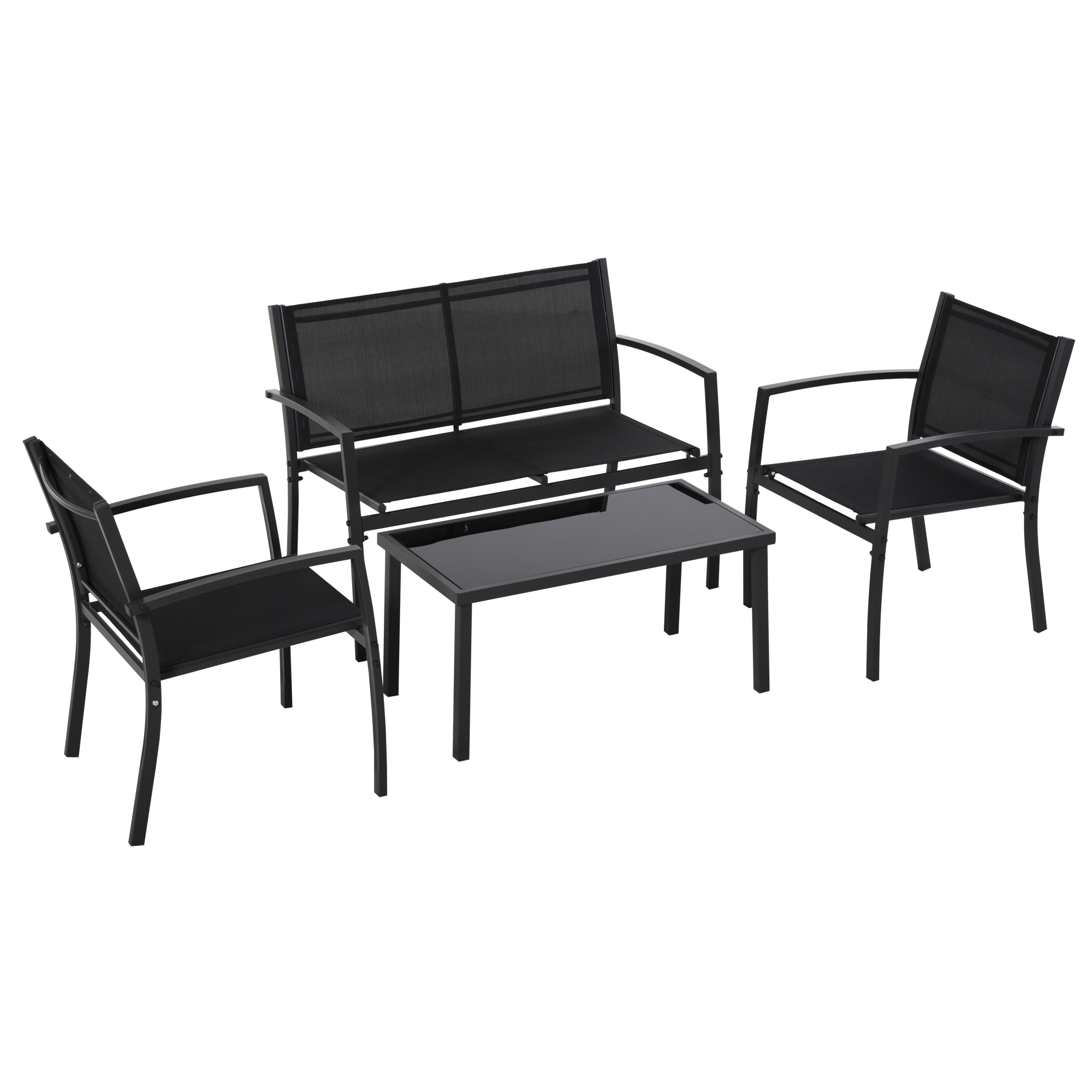 Ensemble de canapés de jardin Métal Noir, OUTSUNNY