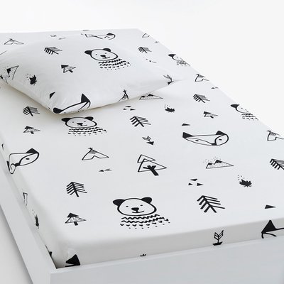 Forest Camp Animal 100% Cotton Fitted Sheet LA REDOUTE INTERIEURS