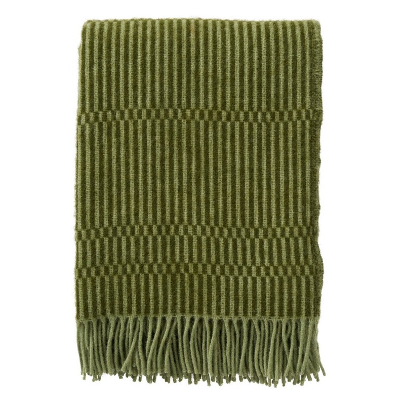 Plaid laine agneau rayures franges BOHO, KLIPPAN
