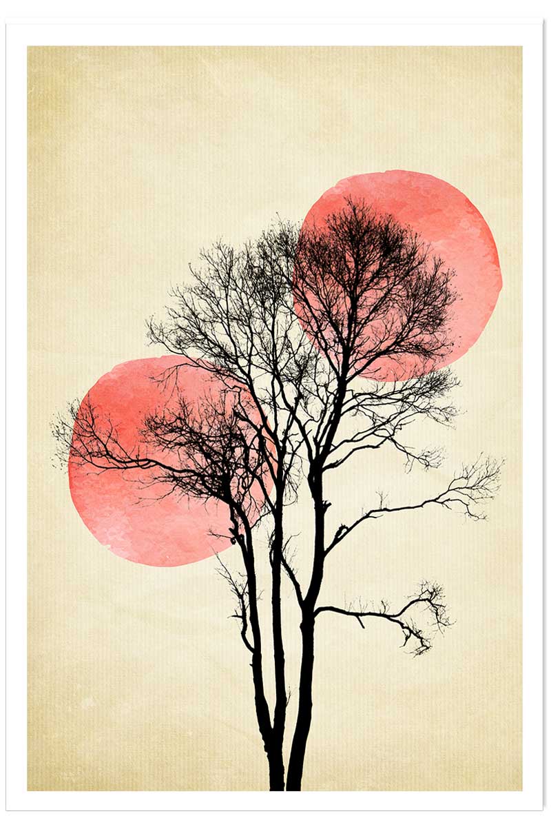 Affiche paysage Lune et soleil d'hiver, HEXOA