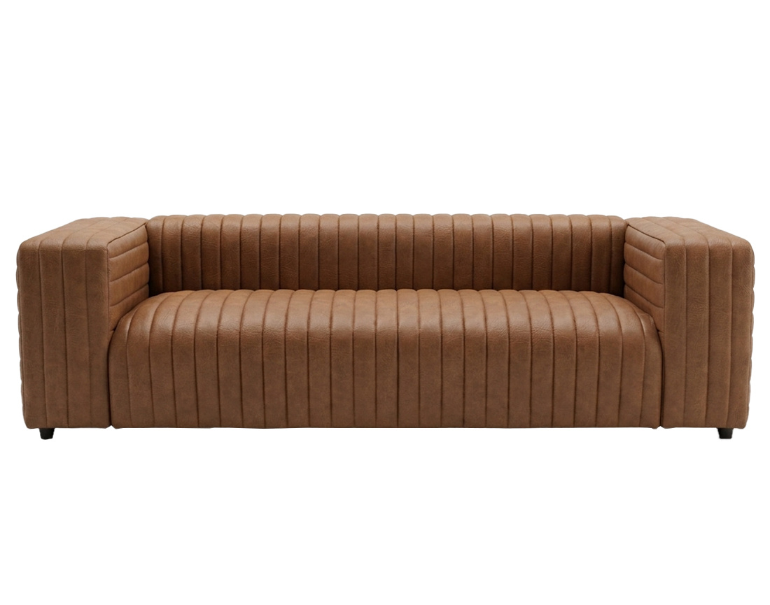 Canapé droit en simili strié, IGOR, BEST MOBILIER