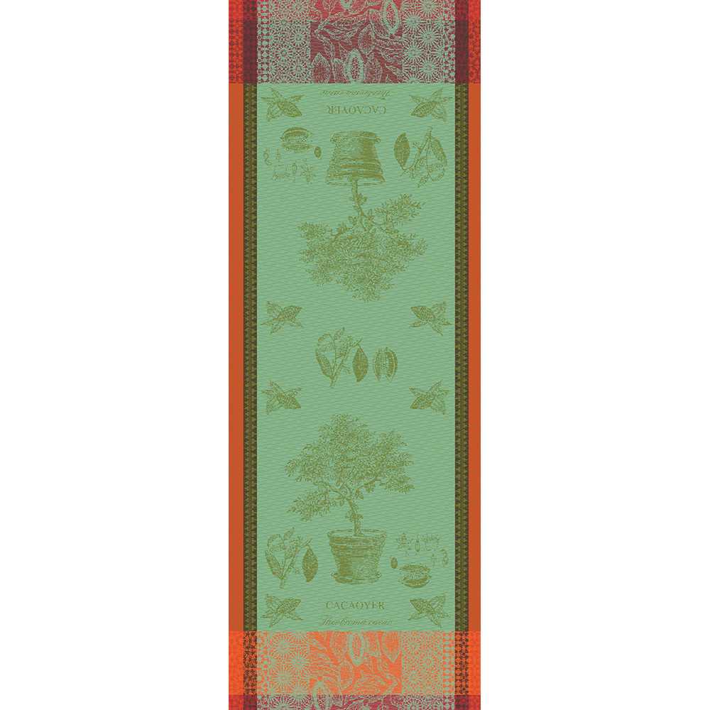 Chemin de table pur coton CACAOYER EN POT, GARNIER THIEBAUT