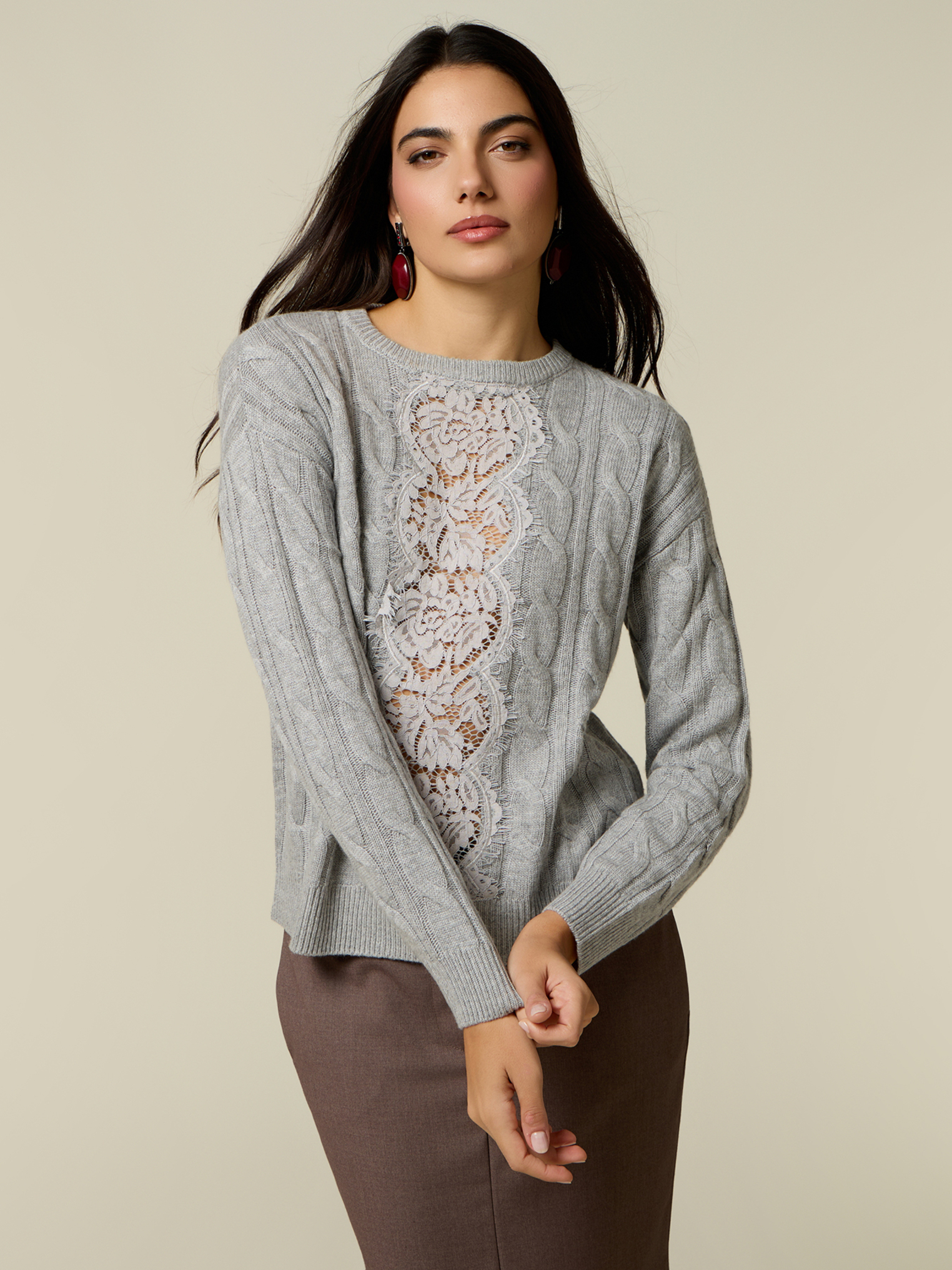 Pull avec insert en dentelle, OLTRE