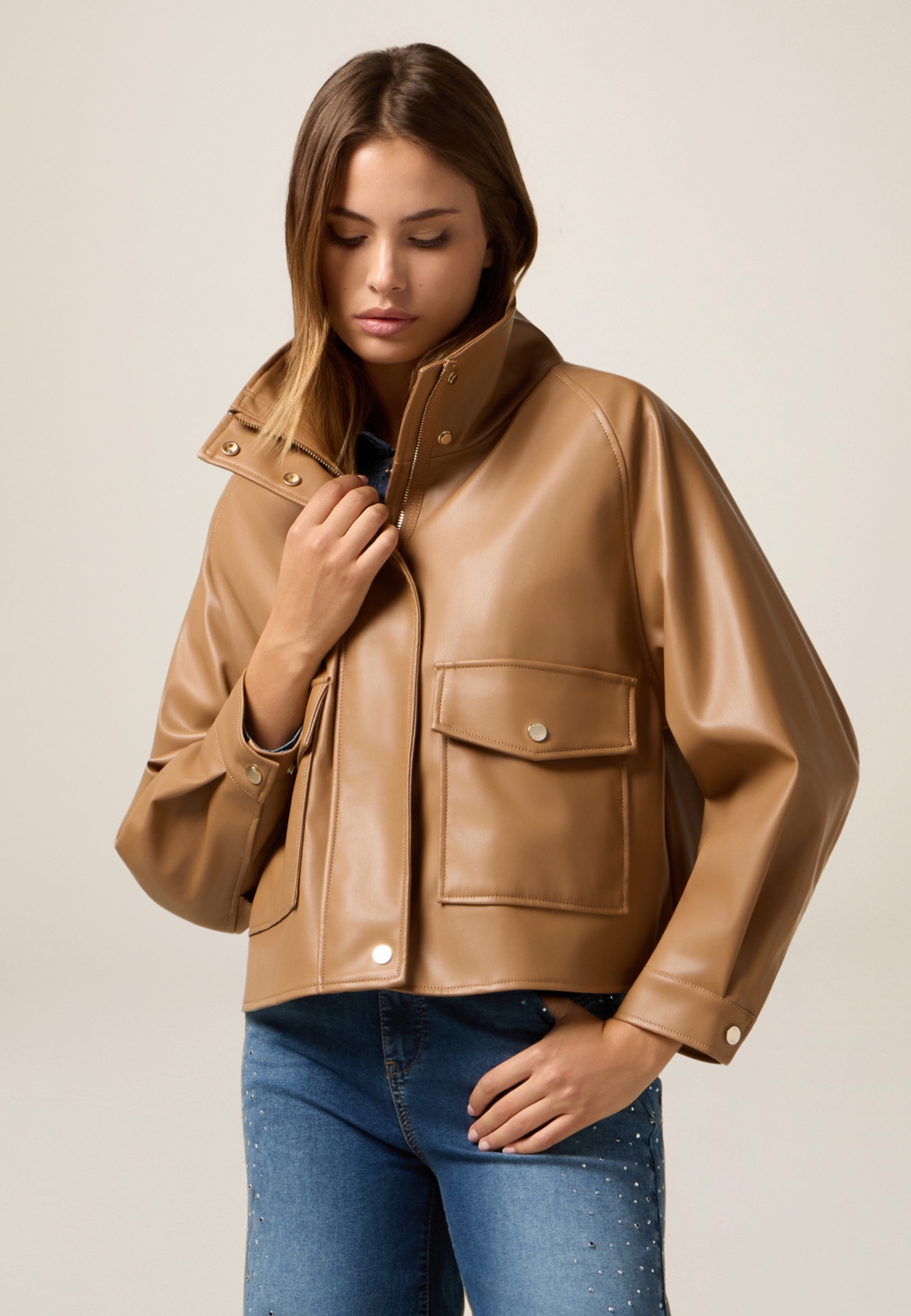 Blouson court à col montant, OLTRE