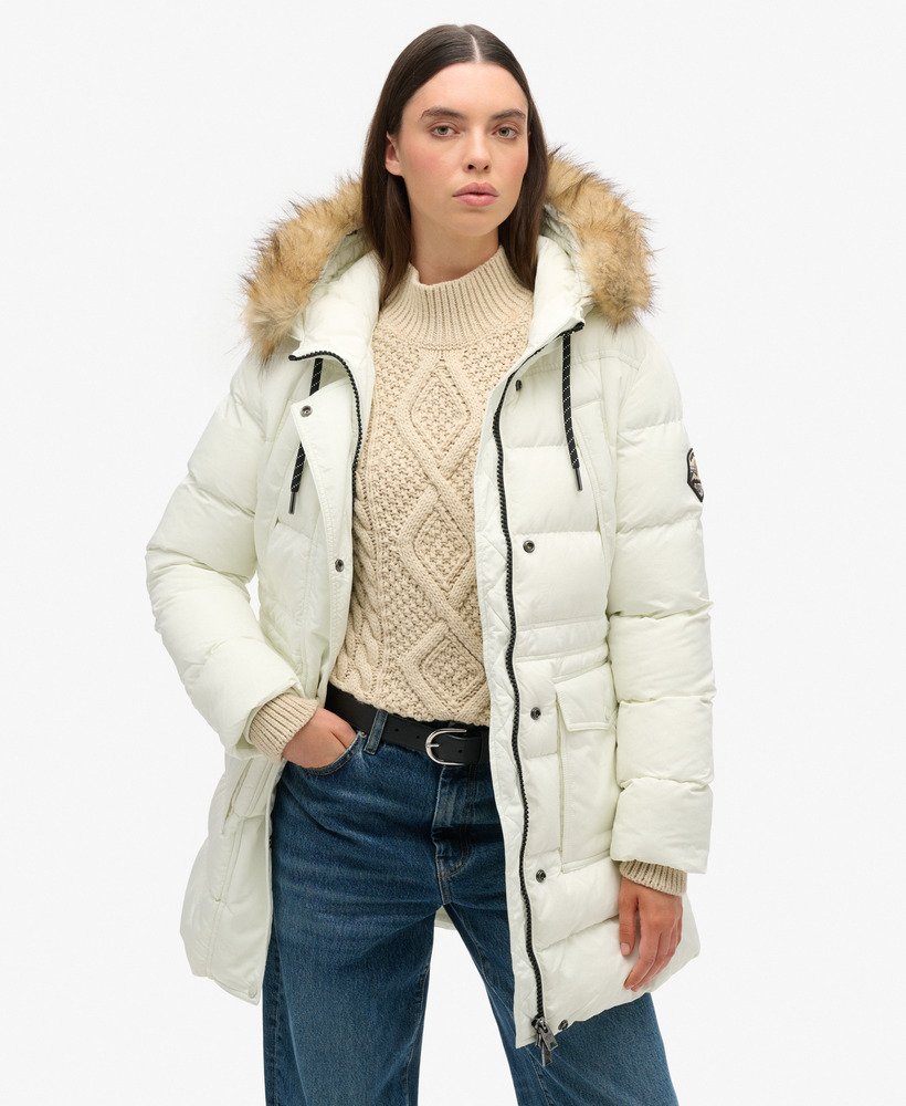 Doudoune mi-longue en imitation fourrure Everest, SUPERDRY