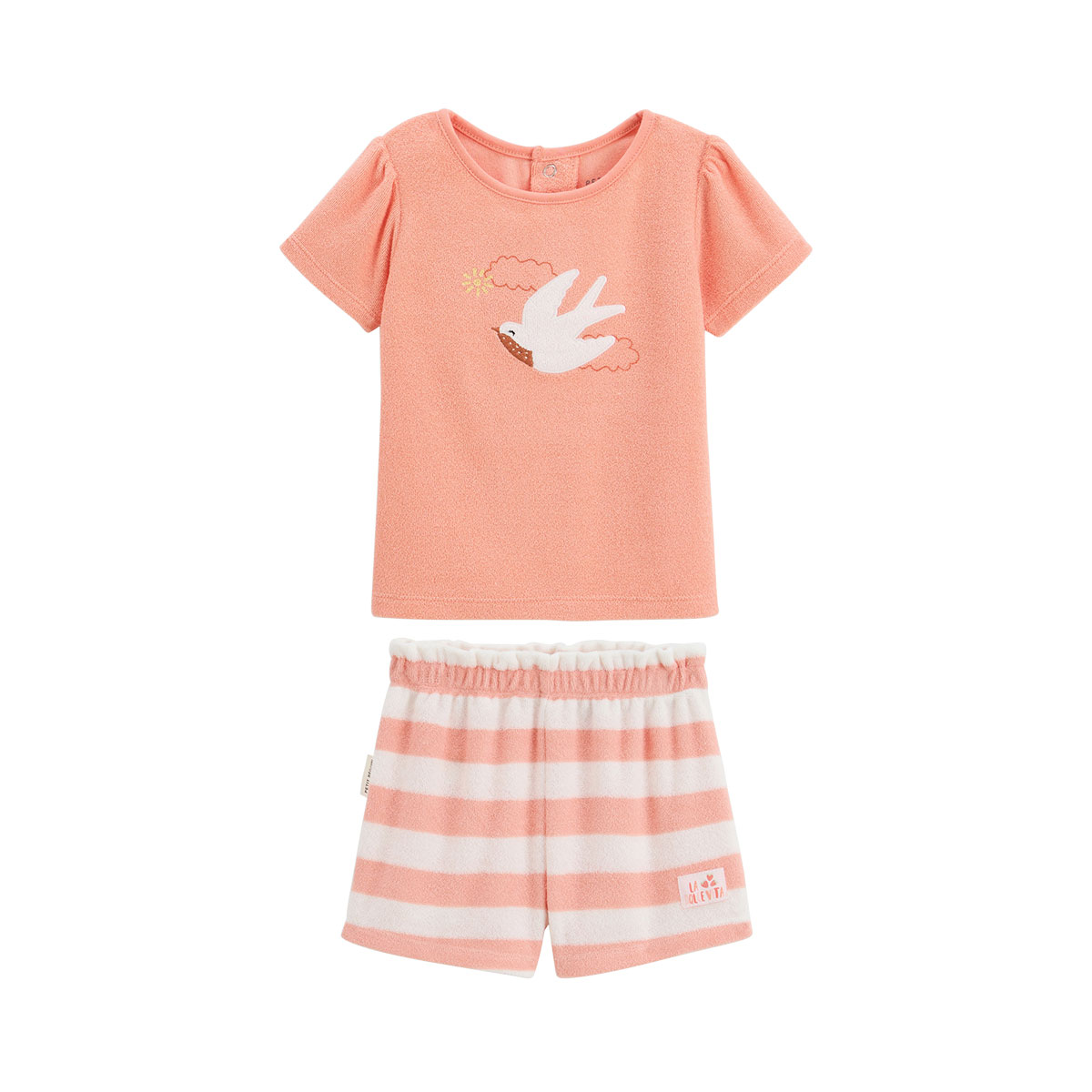 Ensemble enfant t-shirt et short en éponge Honfleur, PETIT BEGUIN
