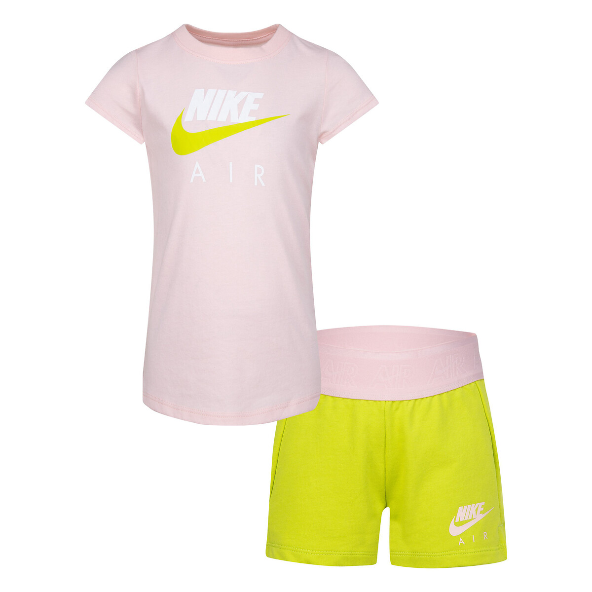 Declaración Distraer paquete Conjunto de 2 piezas short + camiseta rosa + verde Nike | La Redoute