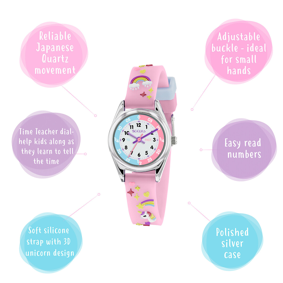 Kids purple unicorn time teacher watch crimson Tikkers La Redoute