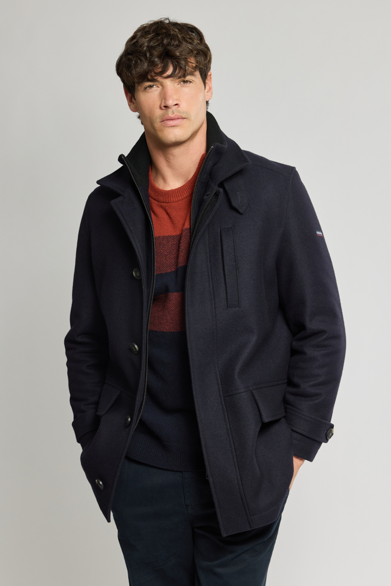 Manteau avec parementure en drap de laine, ARMOR-LUX