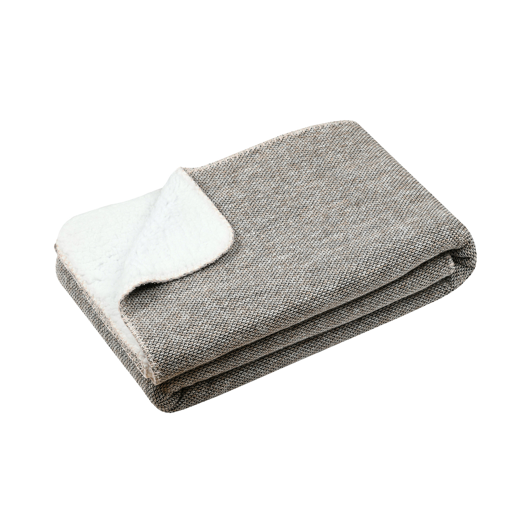 Plaid tricoté doublé sherpa, LOVELY CASA