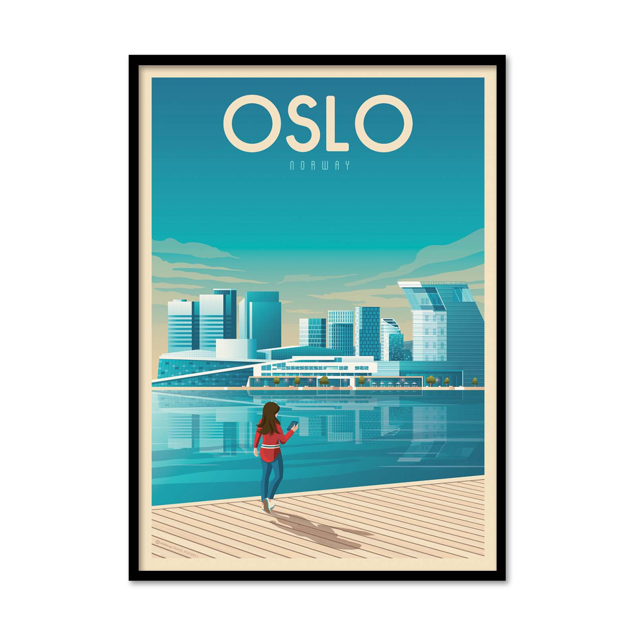 Affiche d’art et cadre noir 50 x 70 cm - Oslo - Olahoop Travel Posters, WALL EDITIONS