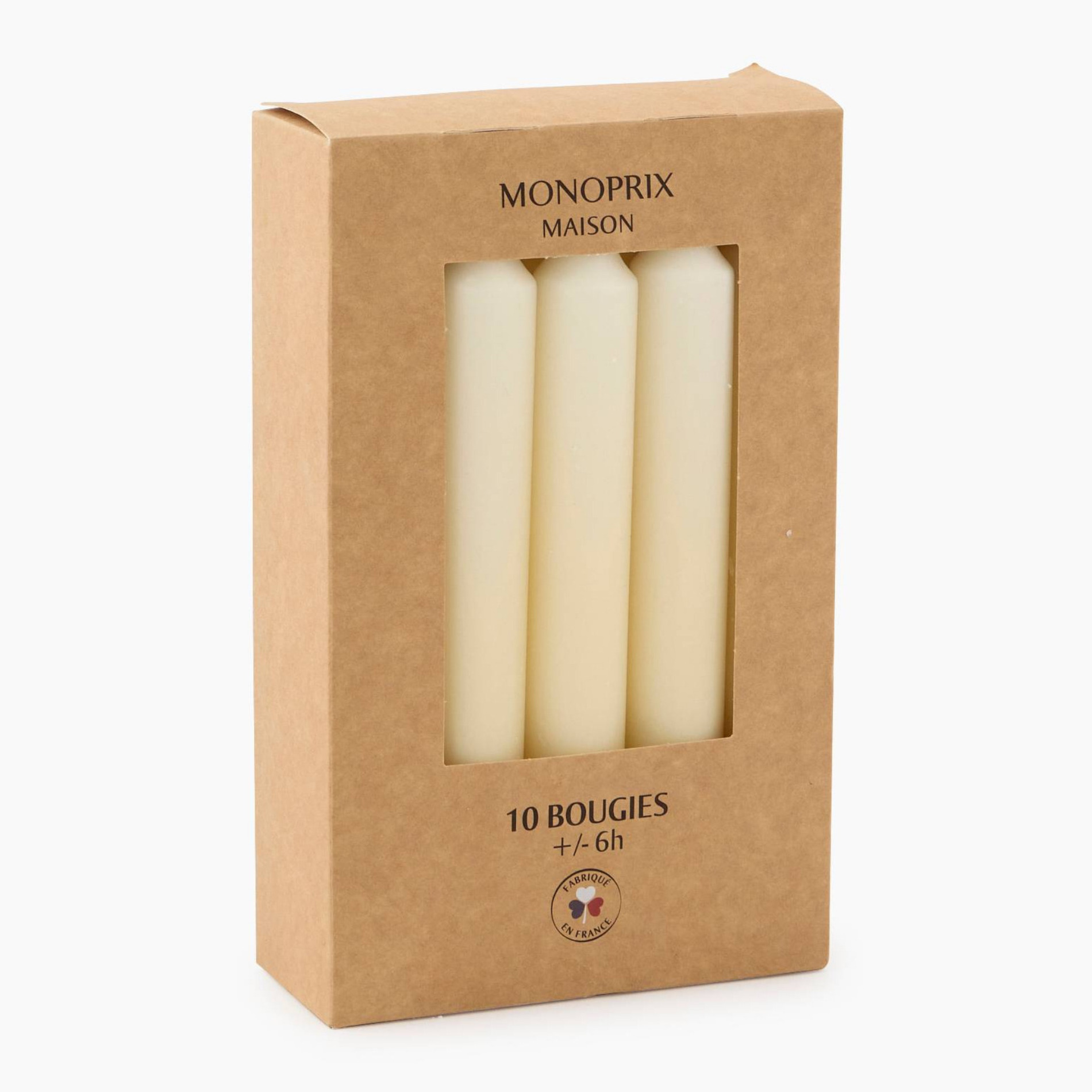 Boîte 10 bougies, 21x165mm, MONOPRIX