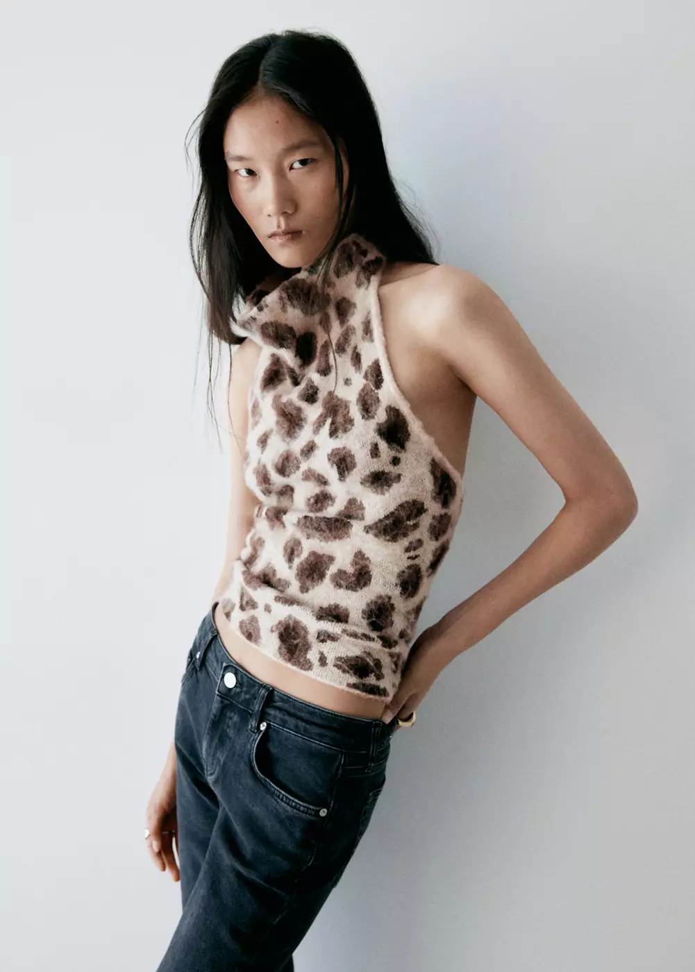 Top maille imprimé animal, MANGO