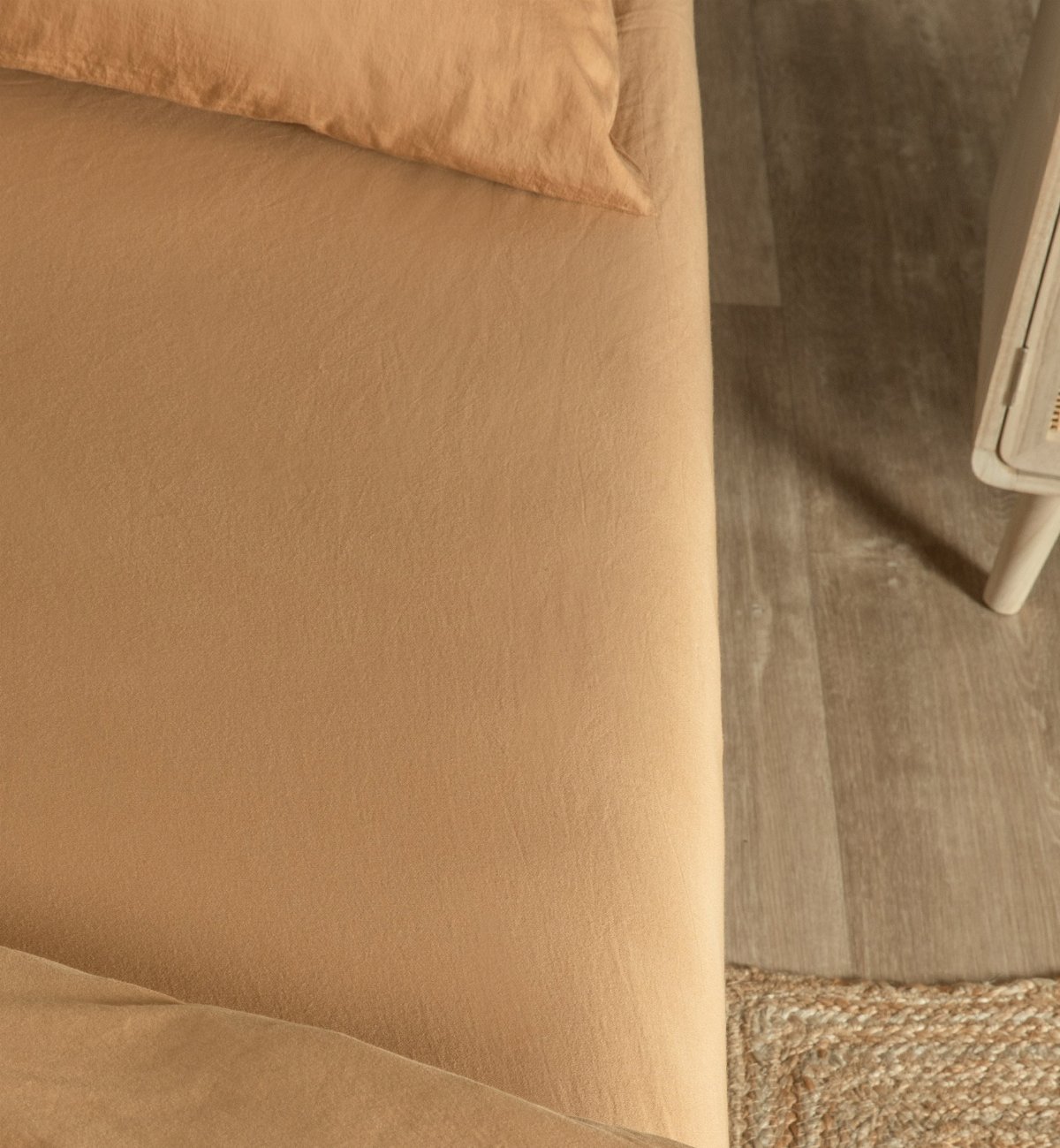 Drap housse adulte SATIN DE COTON BIO LAVÉ, KADOLIS