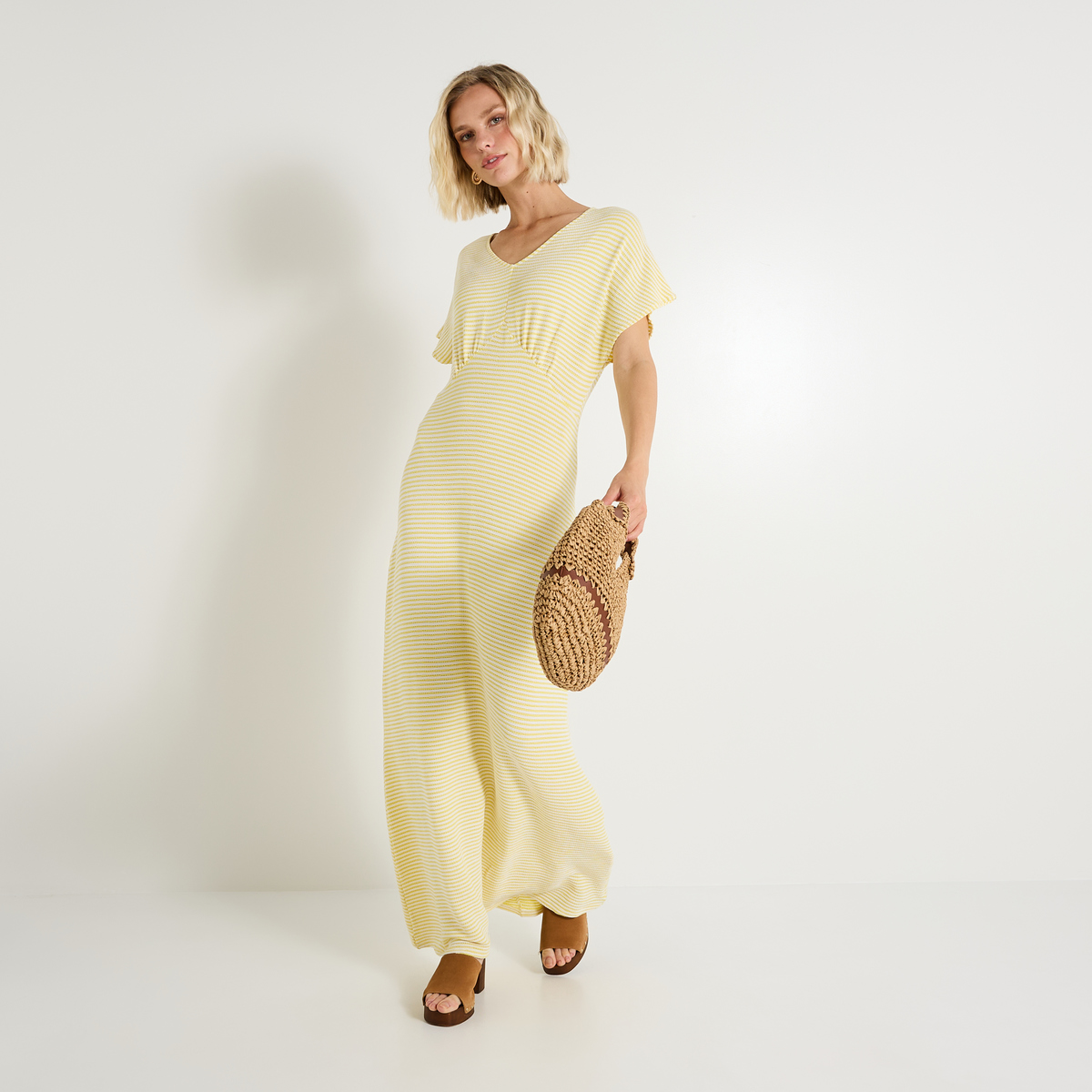 Robe longue en maille rayée, GRAIN DE MALICE