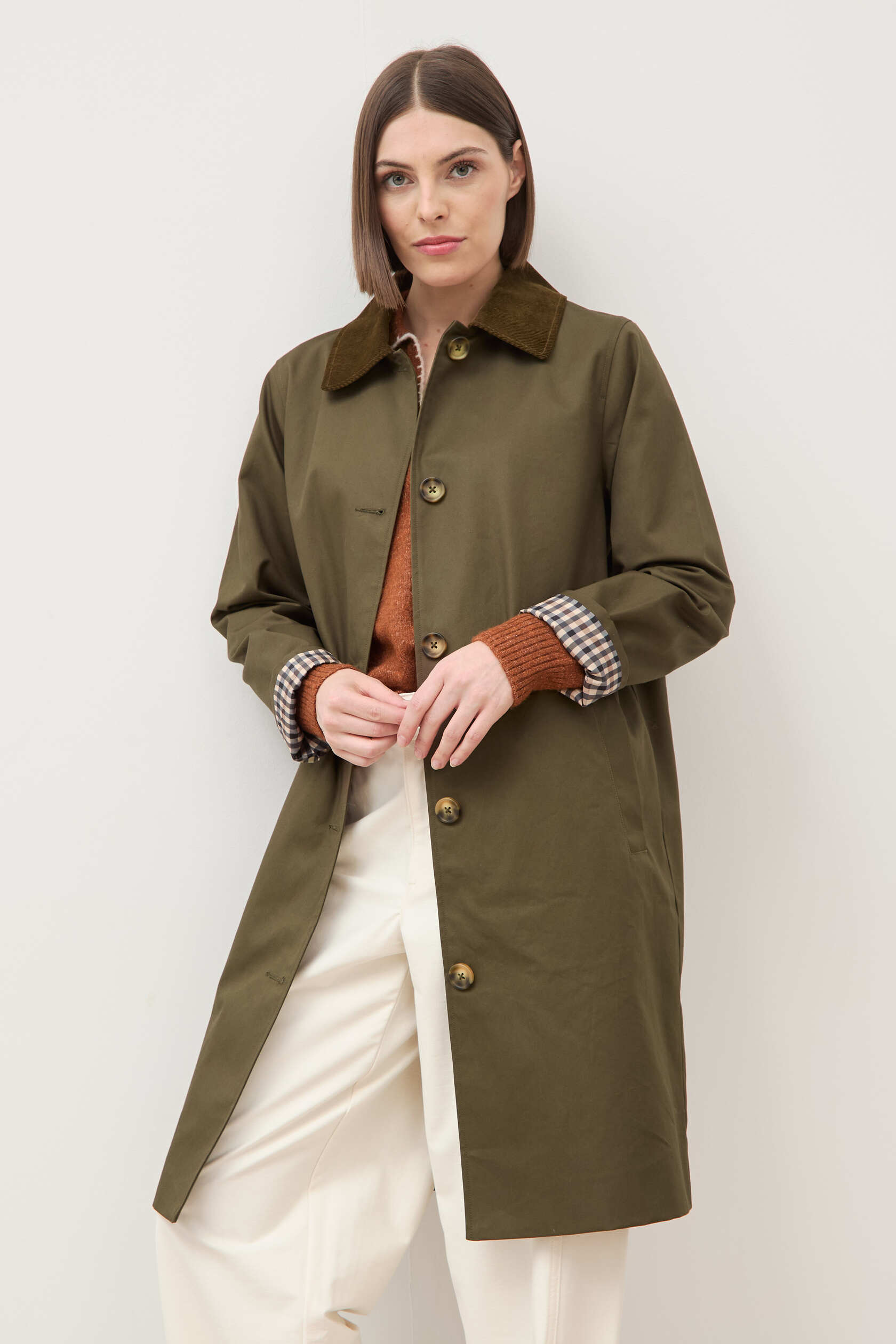 Trench droit long en coton doublé, BONOBO