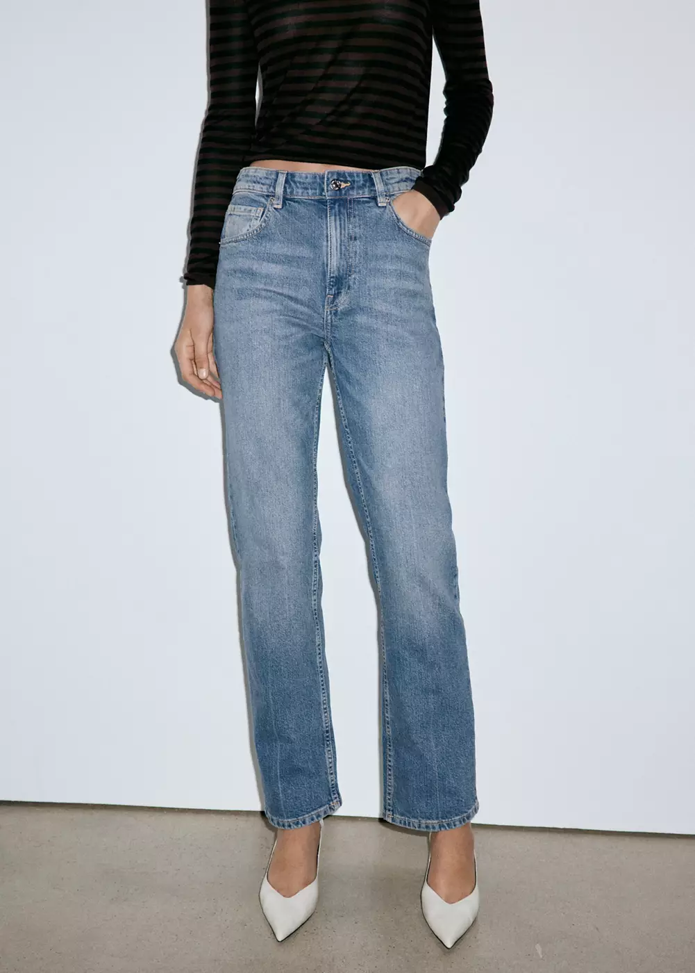 Jean slim taille haute, MANGO