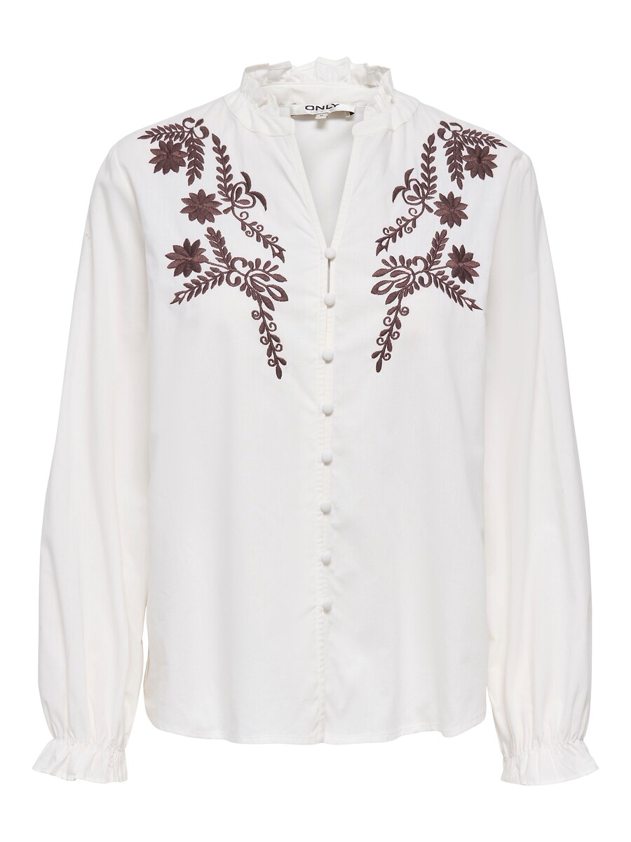 Chemisier avec broderies col mao, ONLY