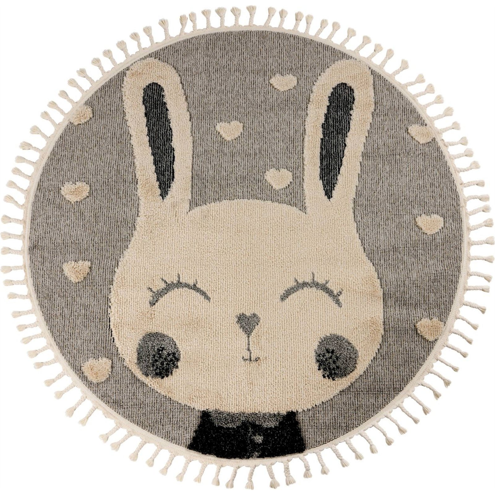 Tapis rond enfant motif lapin, Dos en jute, ARTE ESPINA