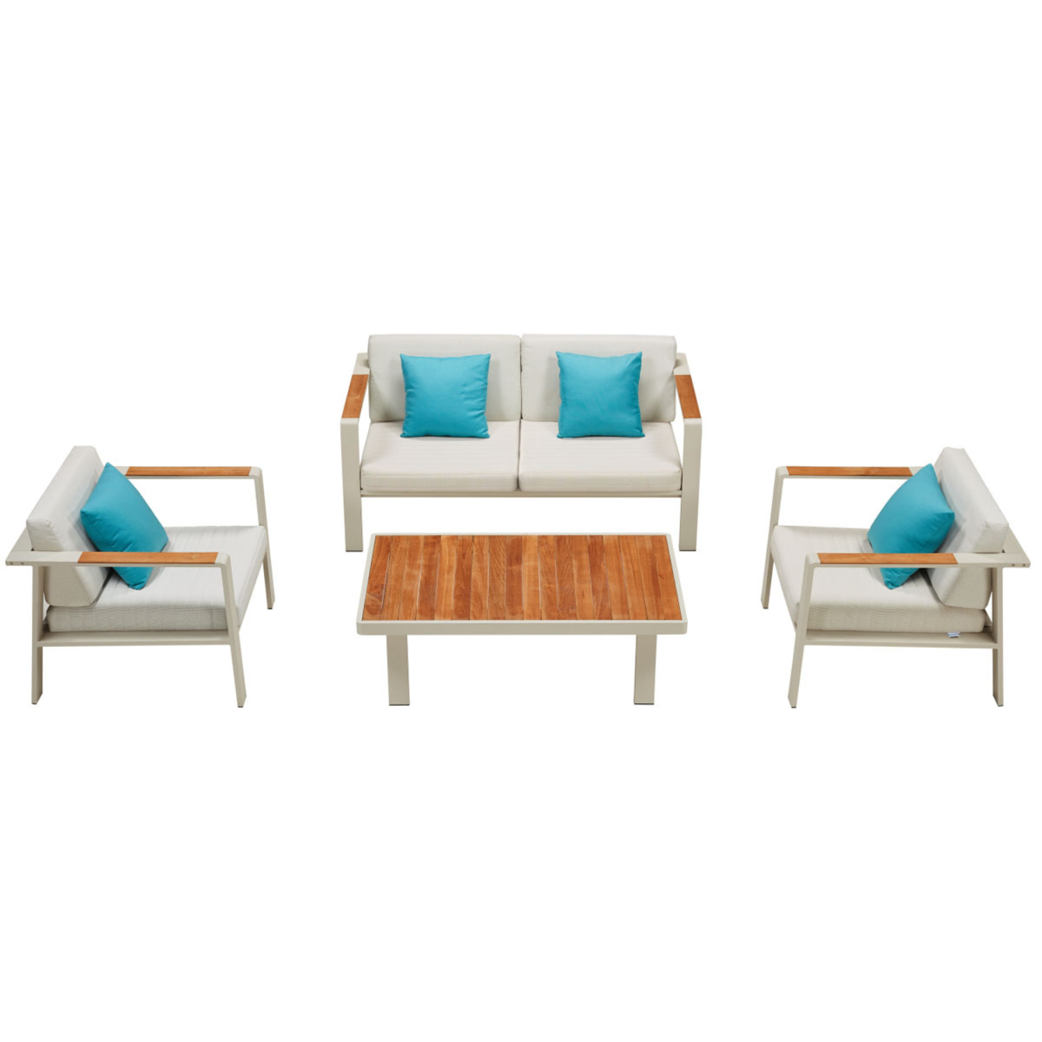 Salon de jardin en aluminium et en teck, NOFFY, AU JARDIN DE CHLOÉ