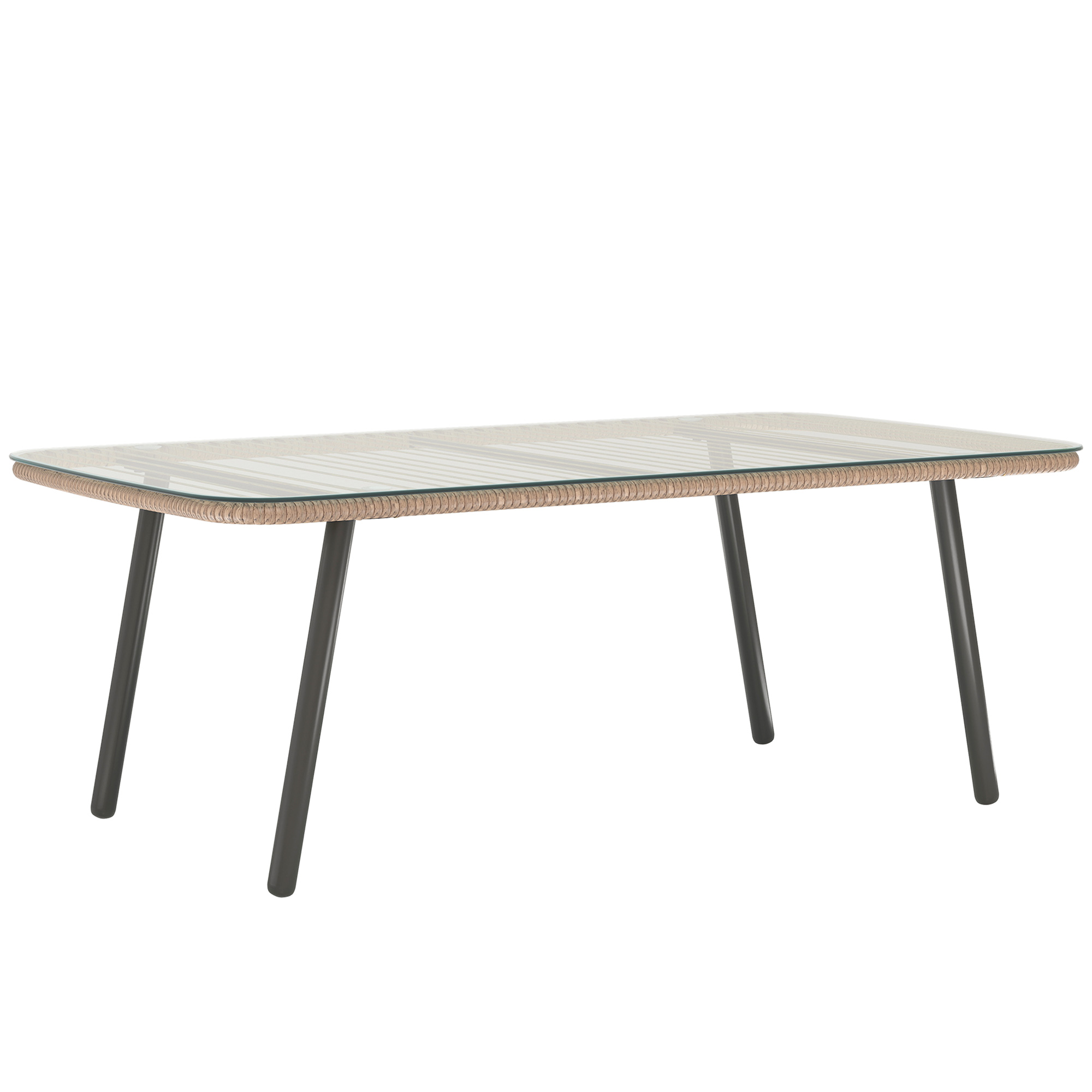 Table en rotin Résine tressée Bois naturel, OUTSUNNY