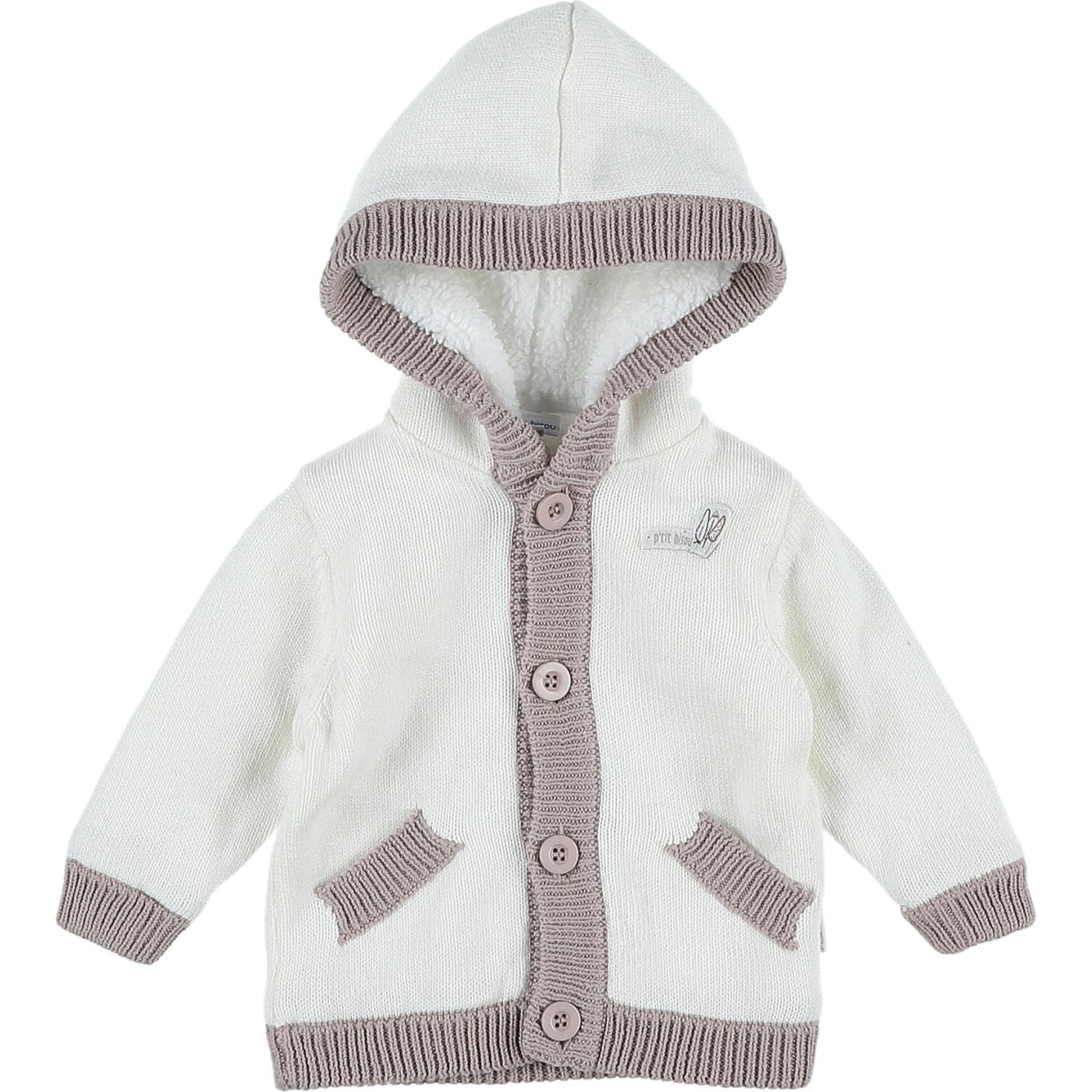 Gros gilet à capuche doublée de polaire écru - Très bon état, P'TIT BISOU
