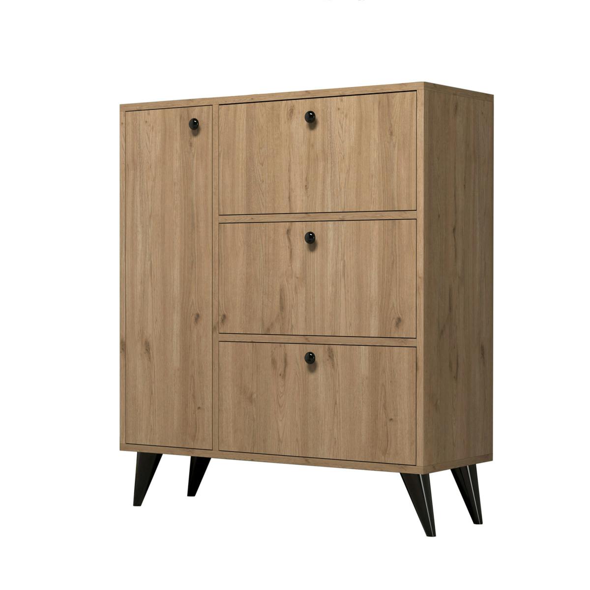 Meuble à chaussures décor bois 4 portes pieds obliques UMEA, PIER IMPORT