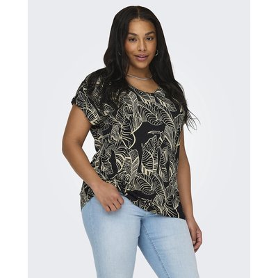 Printed V-Neck Blouse with Short Sleeves ONLY CARMAKOMA