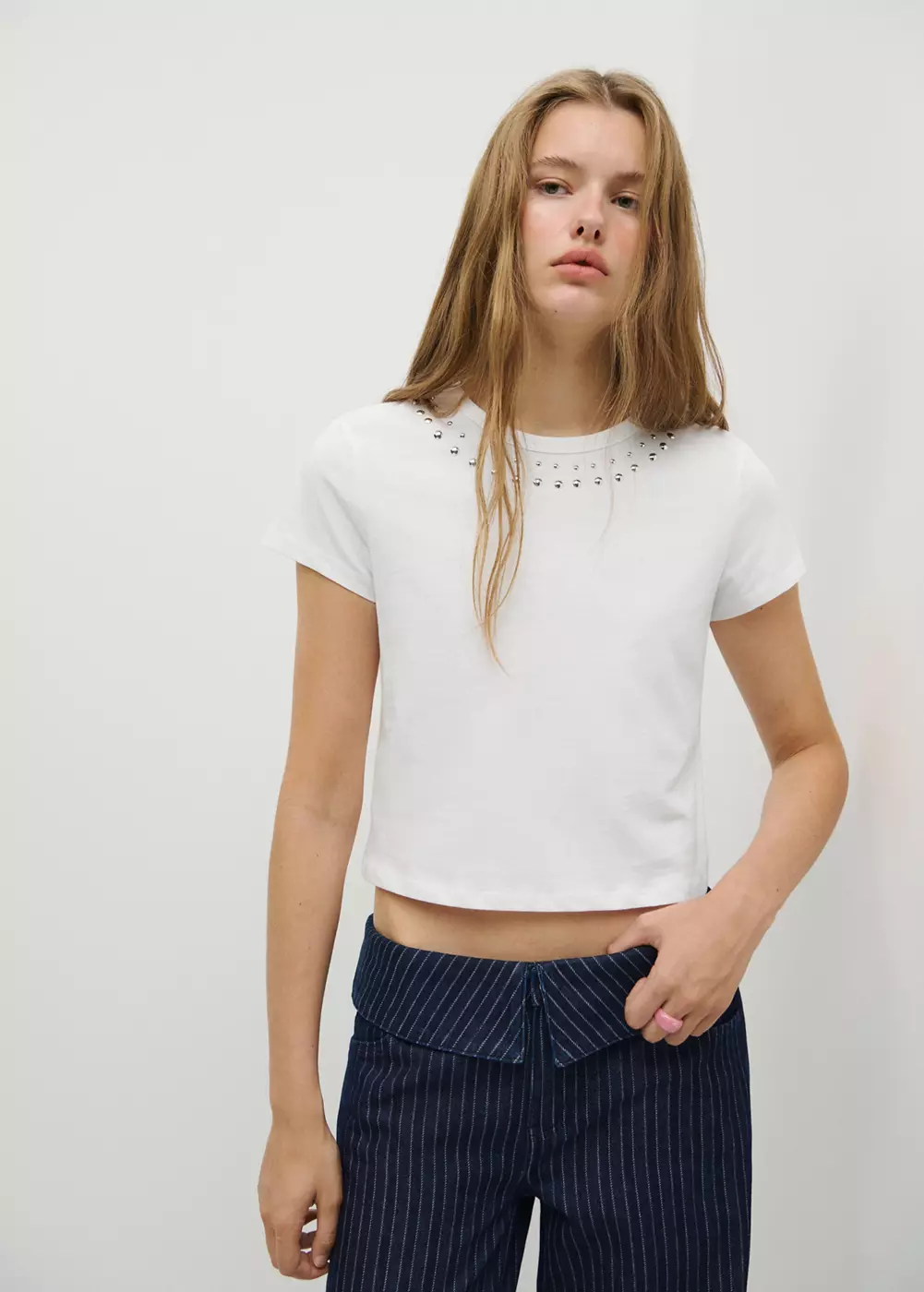 T-shirt coton à clous, MANGO TEEN