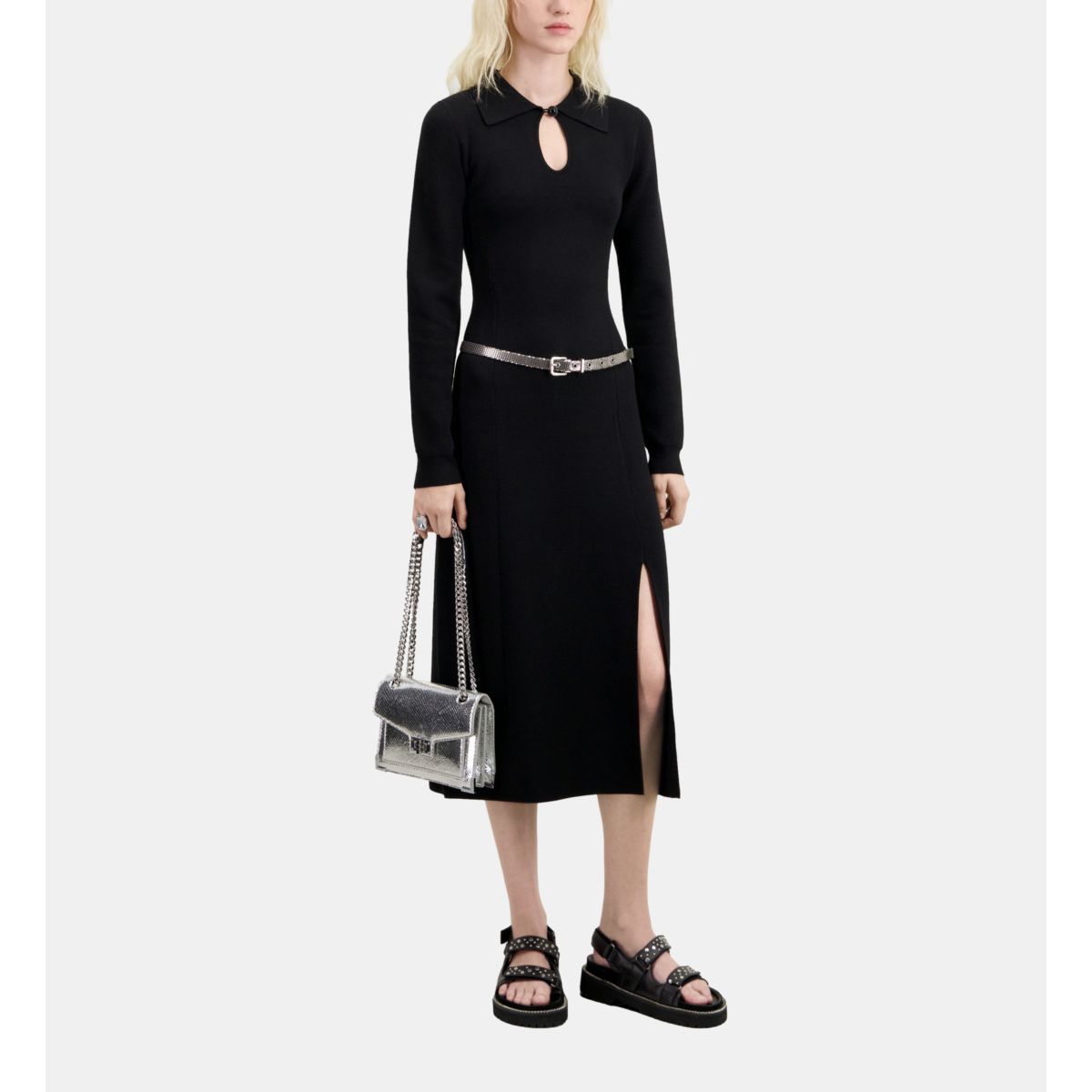 Robe longue en maille black The Kooples La Redoute
