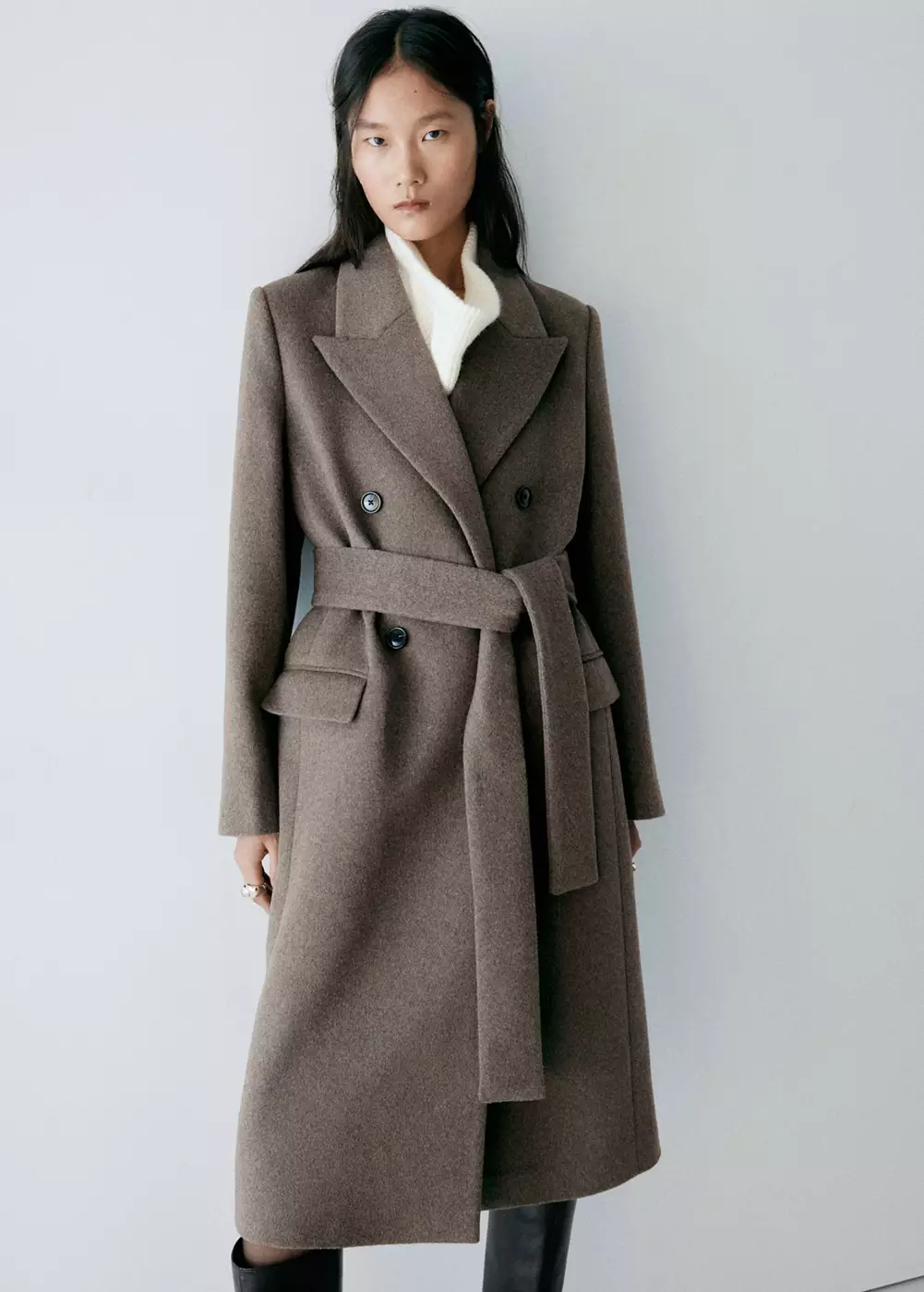 Manteau laine ceinture, MANGO