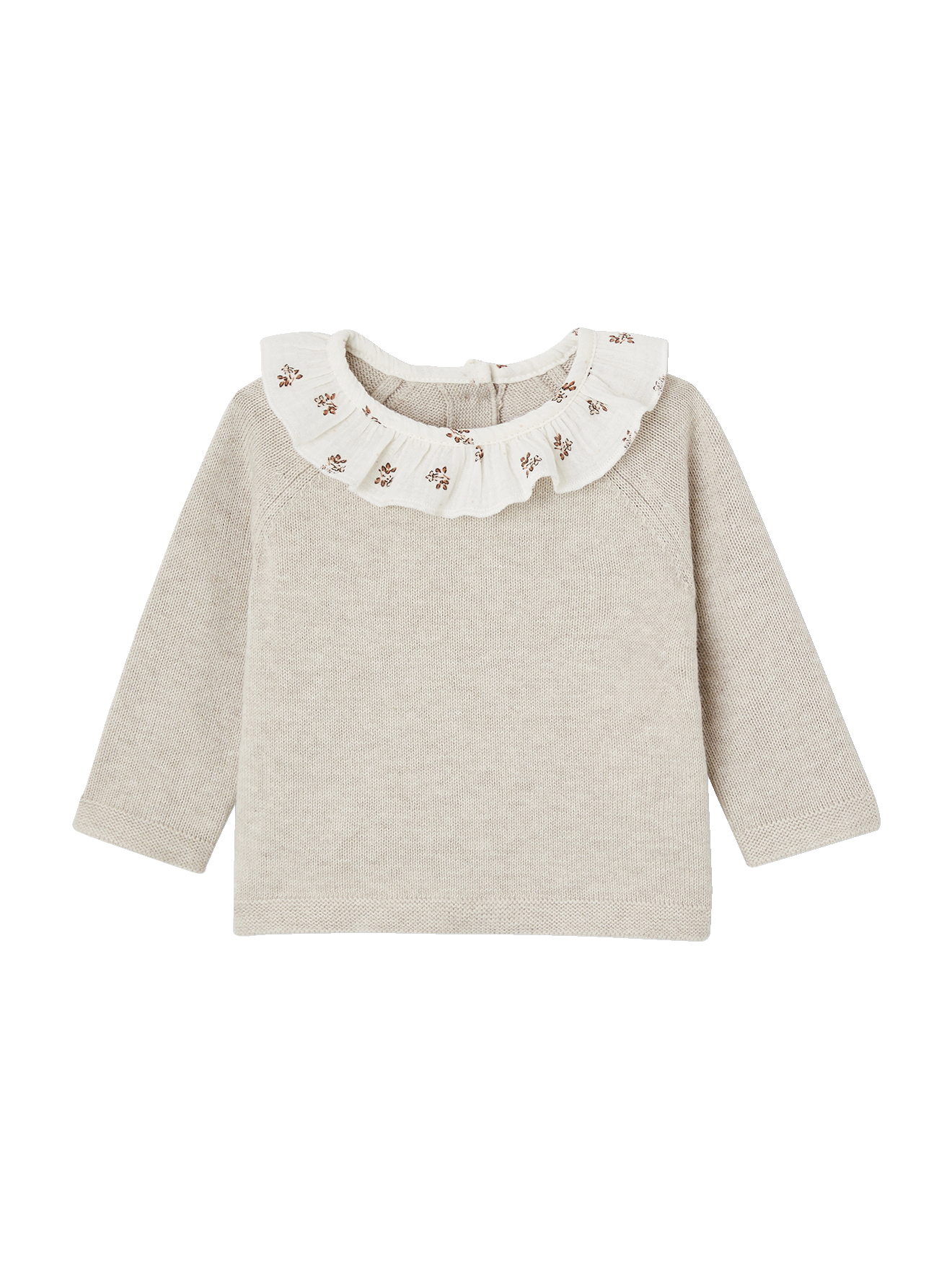 Pull bébé naissance à collerette fleurie, VERTBAUDET