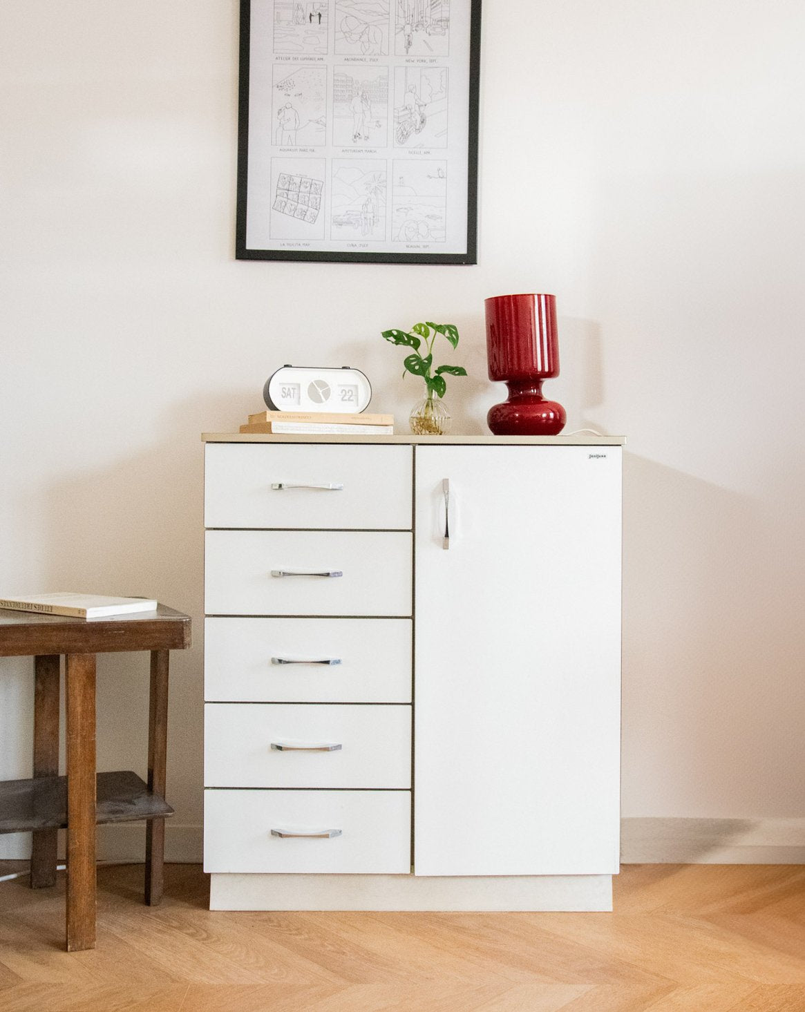 Buffet en formica blanc Gustave N°514 - Bon état, DEBONGOUT