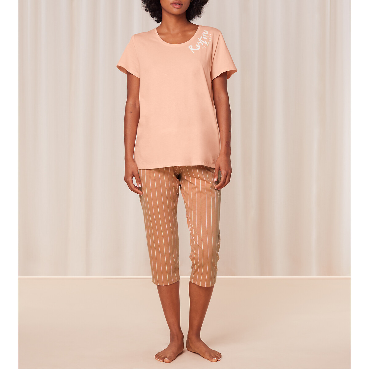 Image of Capri Cotton Pyjamas with Short Sleeves