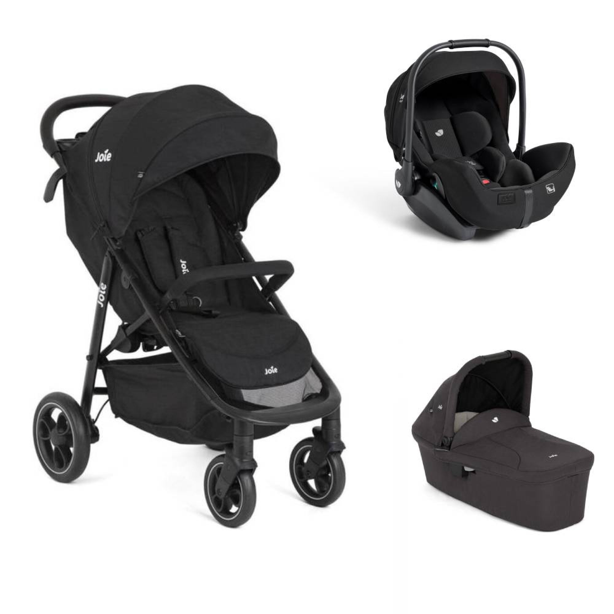 Poussette trio Litetrax Shale + siège auto i-Level Pro Eclipse + nacelle Ramble shale, JOIE