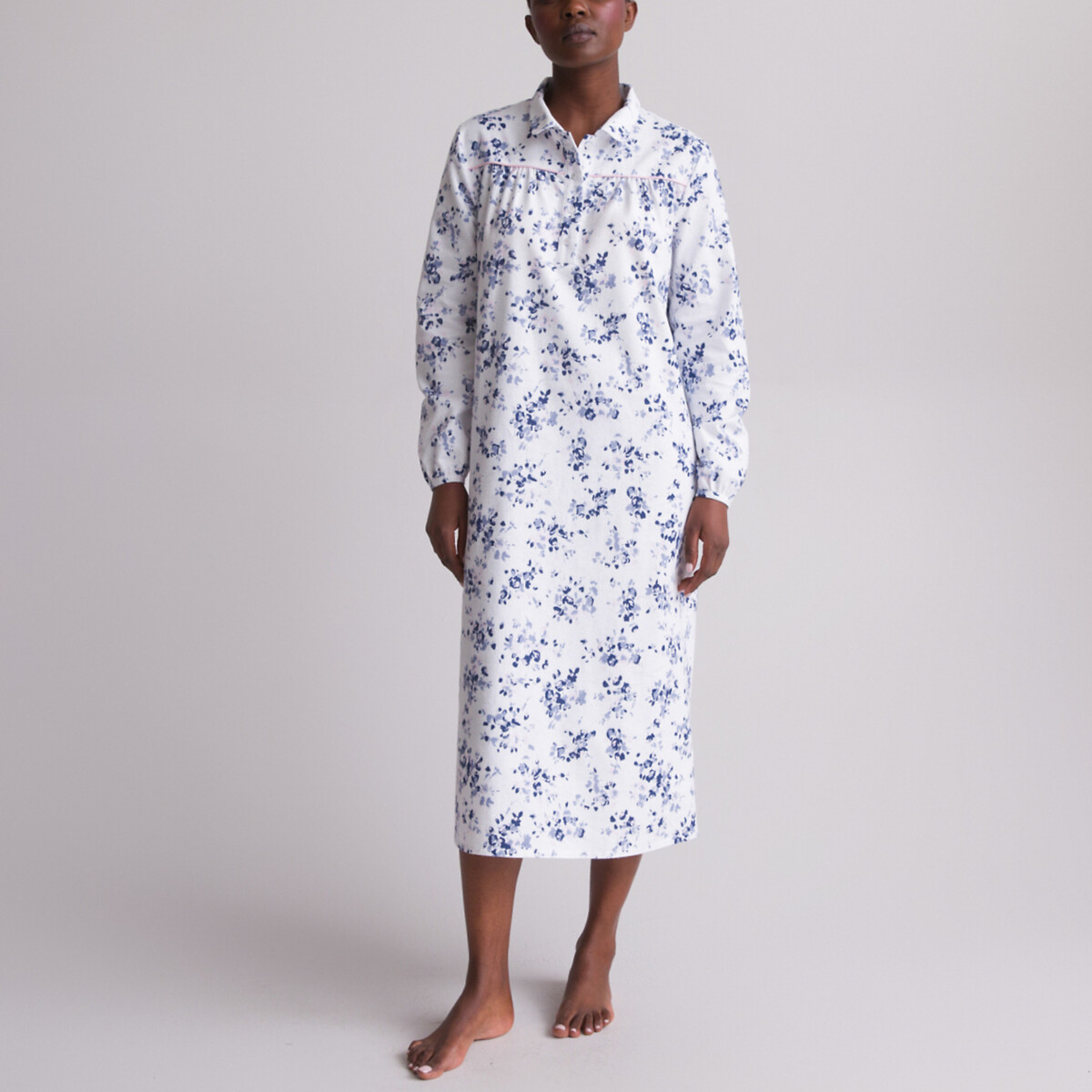 Floral brushed cotton nightdress, floral print, Anne Weyburn | La Redoute