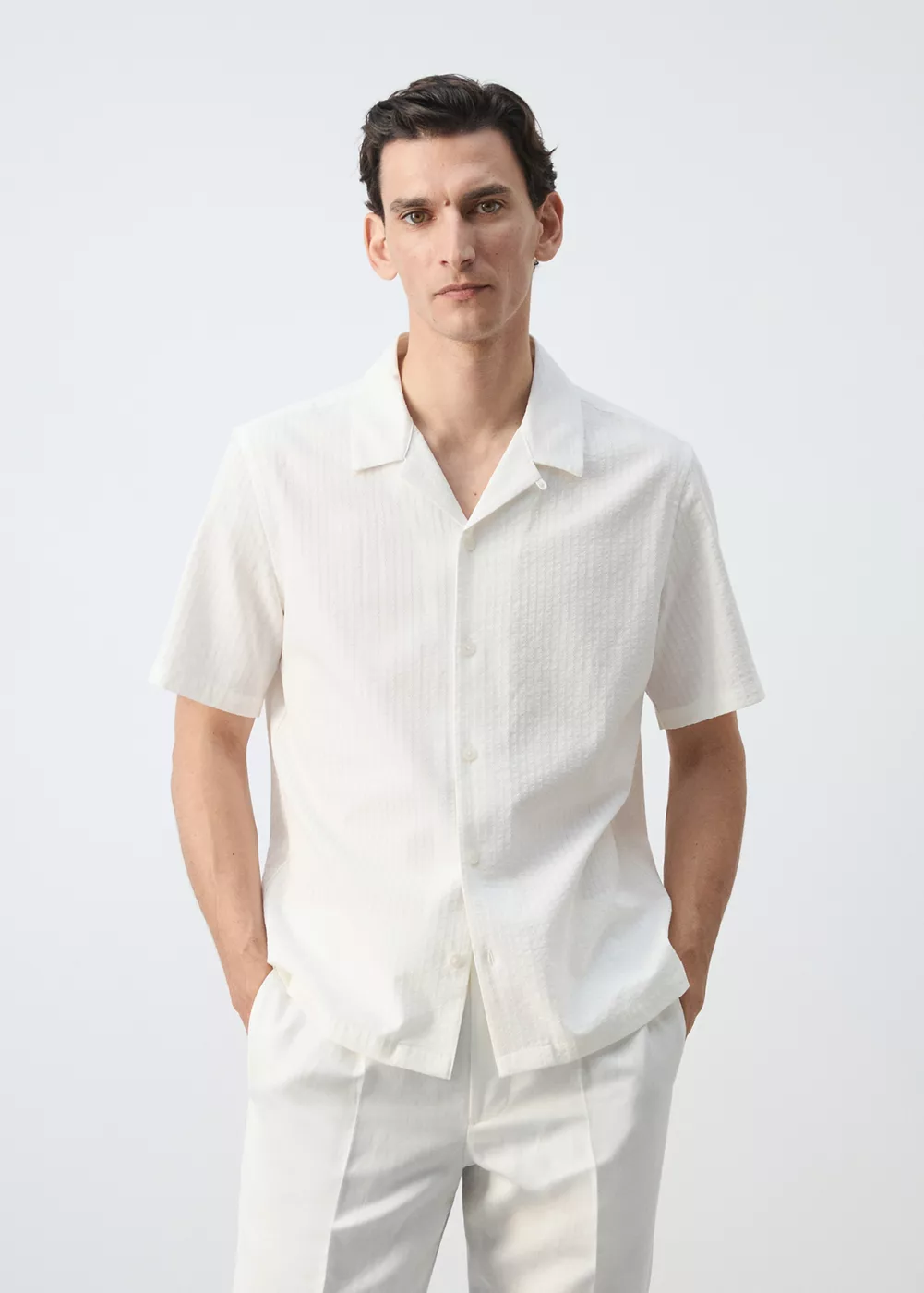 Chemise 100 % coton avec détails brodés, MANGO MAN