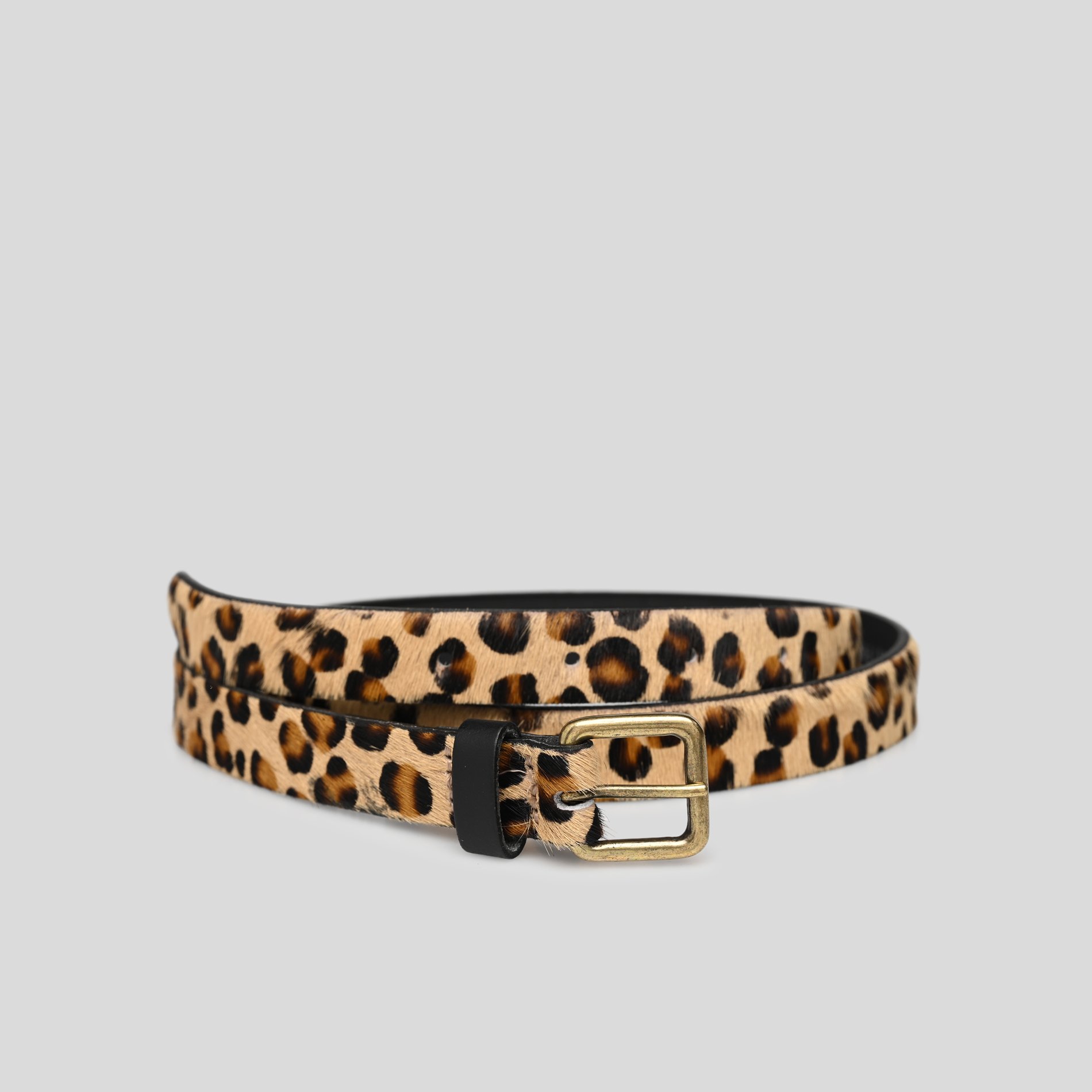 Ceinture poils léopard 2cm, cuir responsable, MONOPRIX