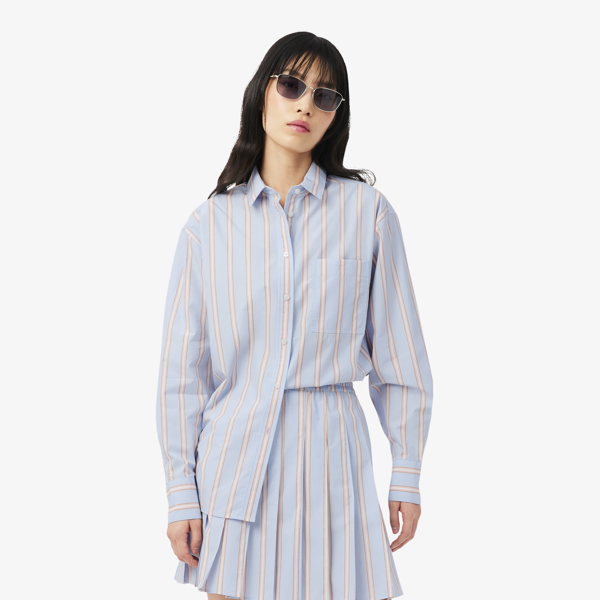 Chemise oversize popeline de coton, LACOSTE