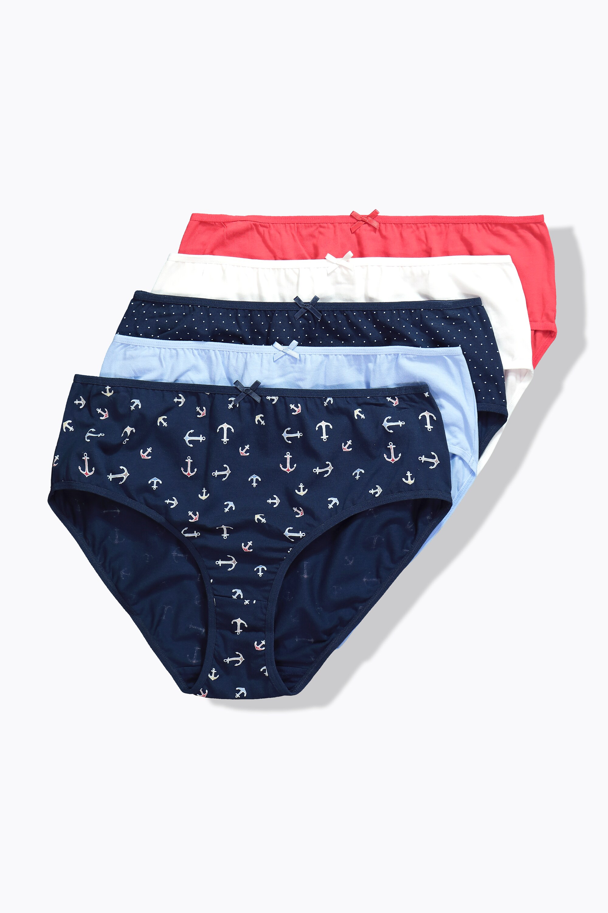 Lot de 5 culottes midi, motif ancres/uni, ULLA POPKEN