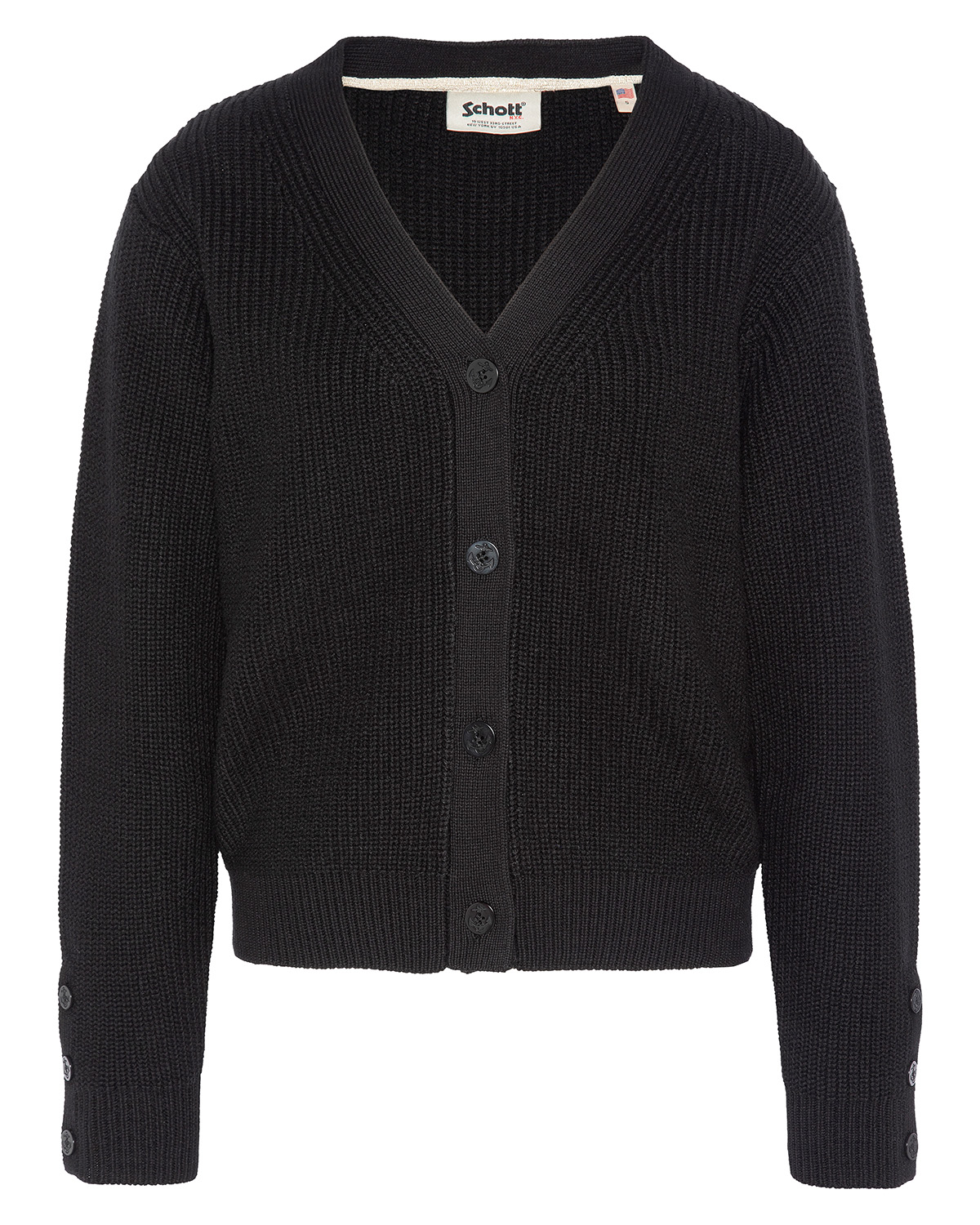 Cardigan à maille côtelet, SCHOTT