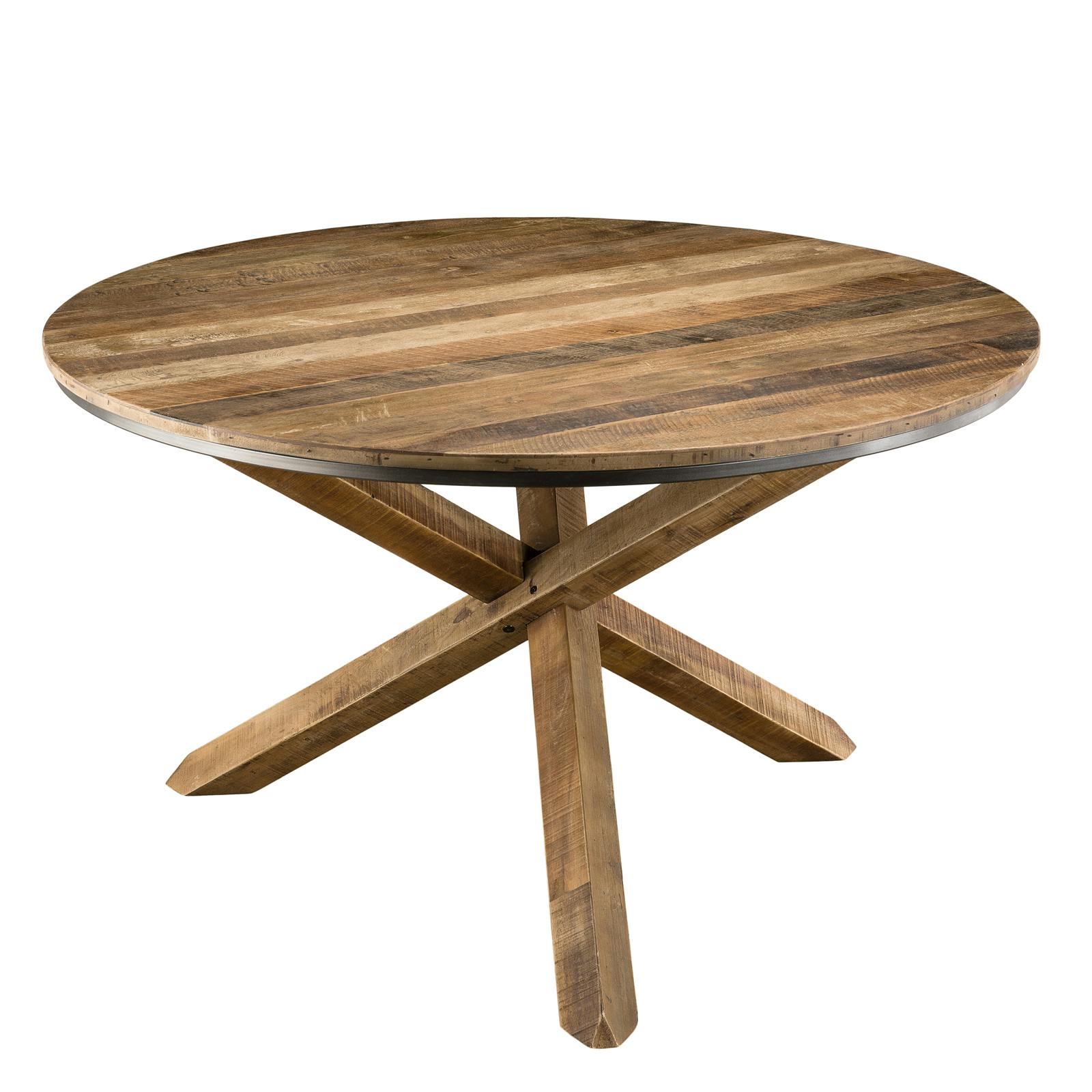 Table à manger ronde en bois recyclé 130cm style contemporain industriel SWING, PIER IMPORT