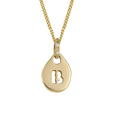 9ct Gold Alphabet 'B' Tag Necklace ELEMENTS GOLD